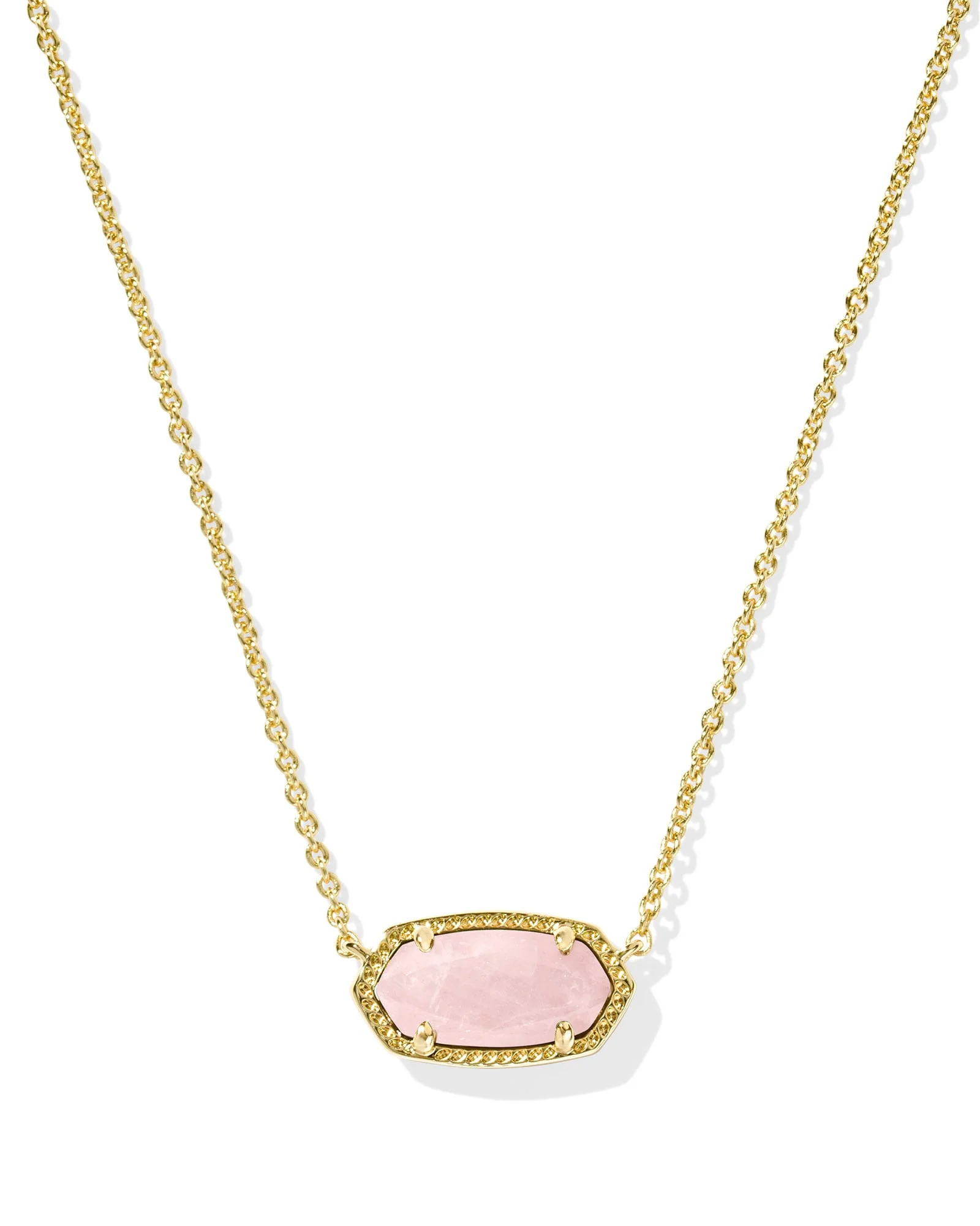 Elisa Gold Pendant Necklace in Rose Quartz - 1