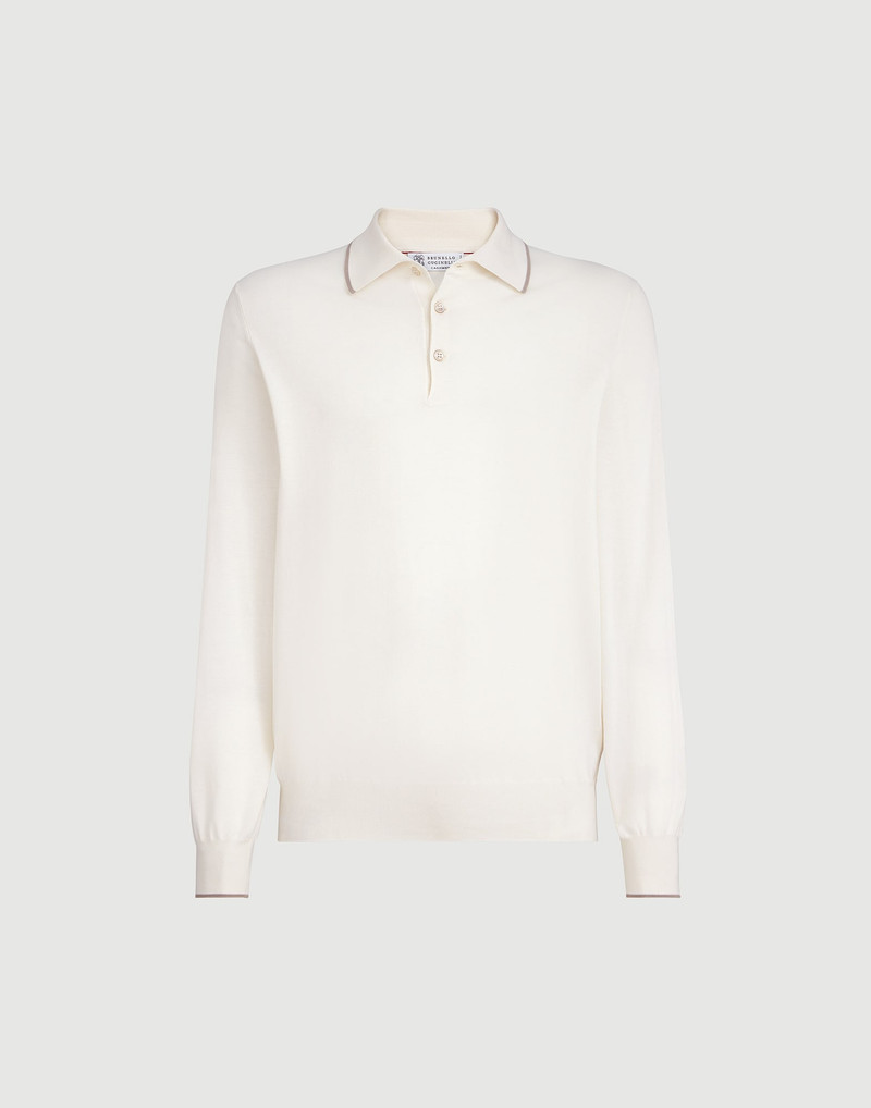 Sea Island cotton and cashmere lightweight knit polo 1
