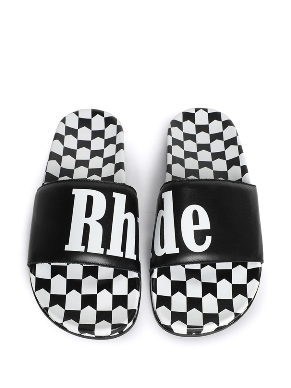 logo-print leather slides - 2