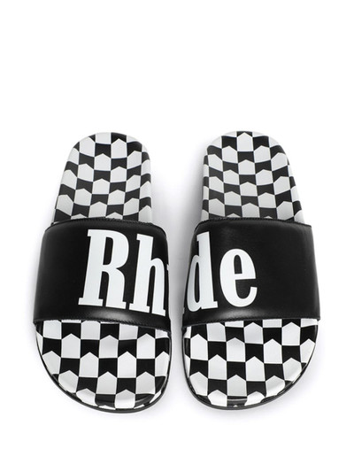 Rhude logo-print leather slides outlook