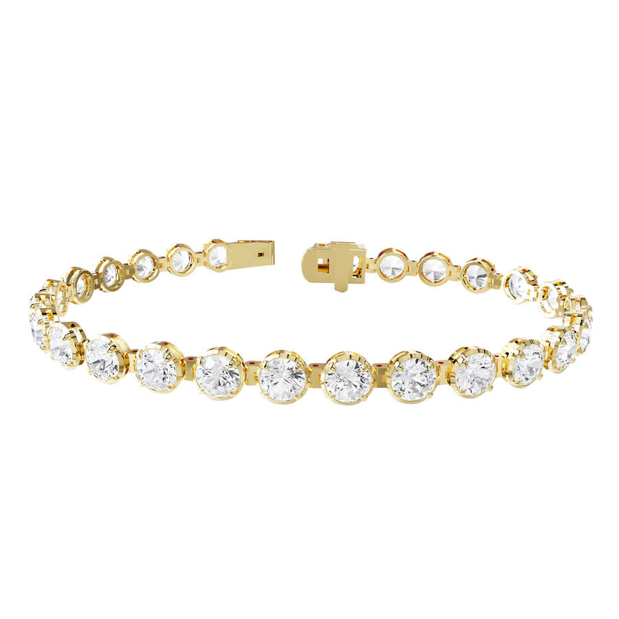 Diamond2Deal - Diamond2Deal 18k Vermeil Plated Silver 10.5 Ct Round Lab Grown Diamond Tennis Bracelet 7" VVS-VS, E- - 1
