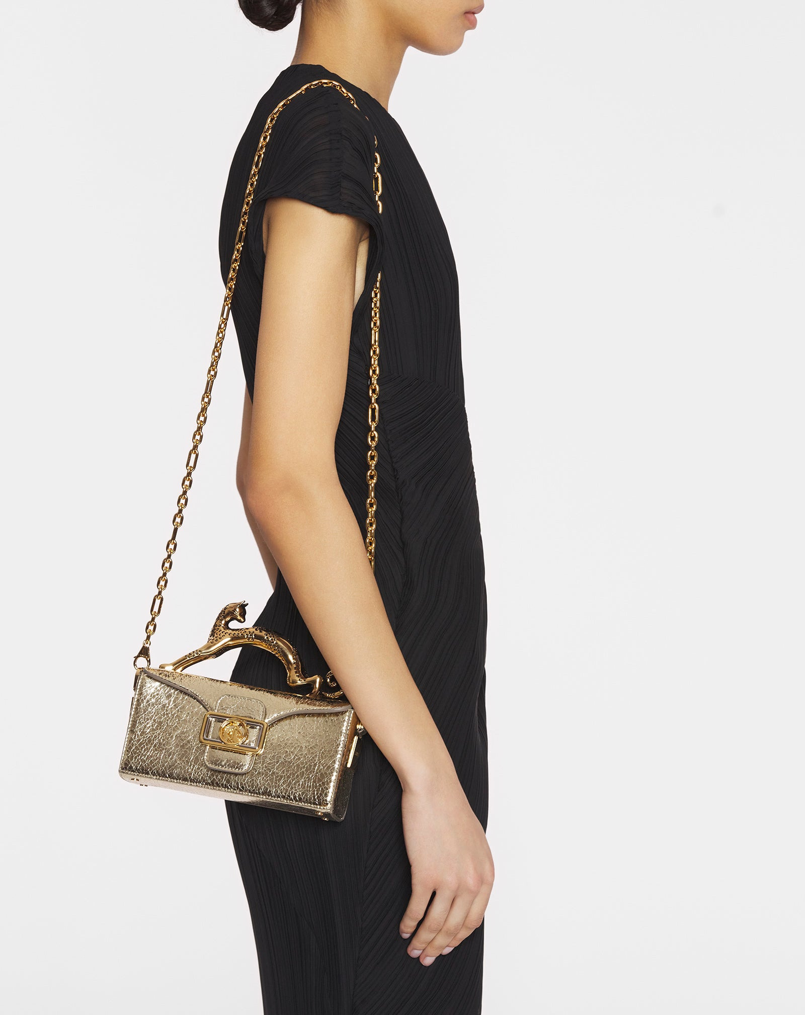 NANO PENCIL CAT BAG IN CRACKLED METALLIC LEATHER - 9