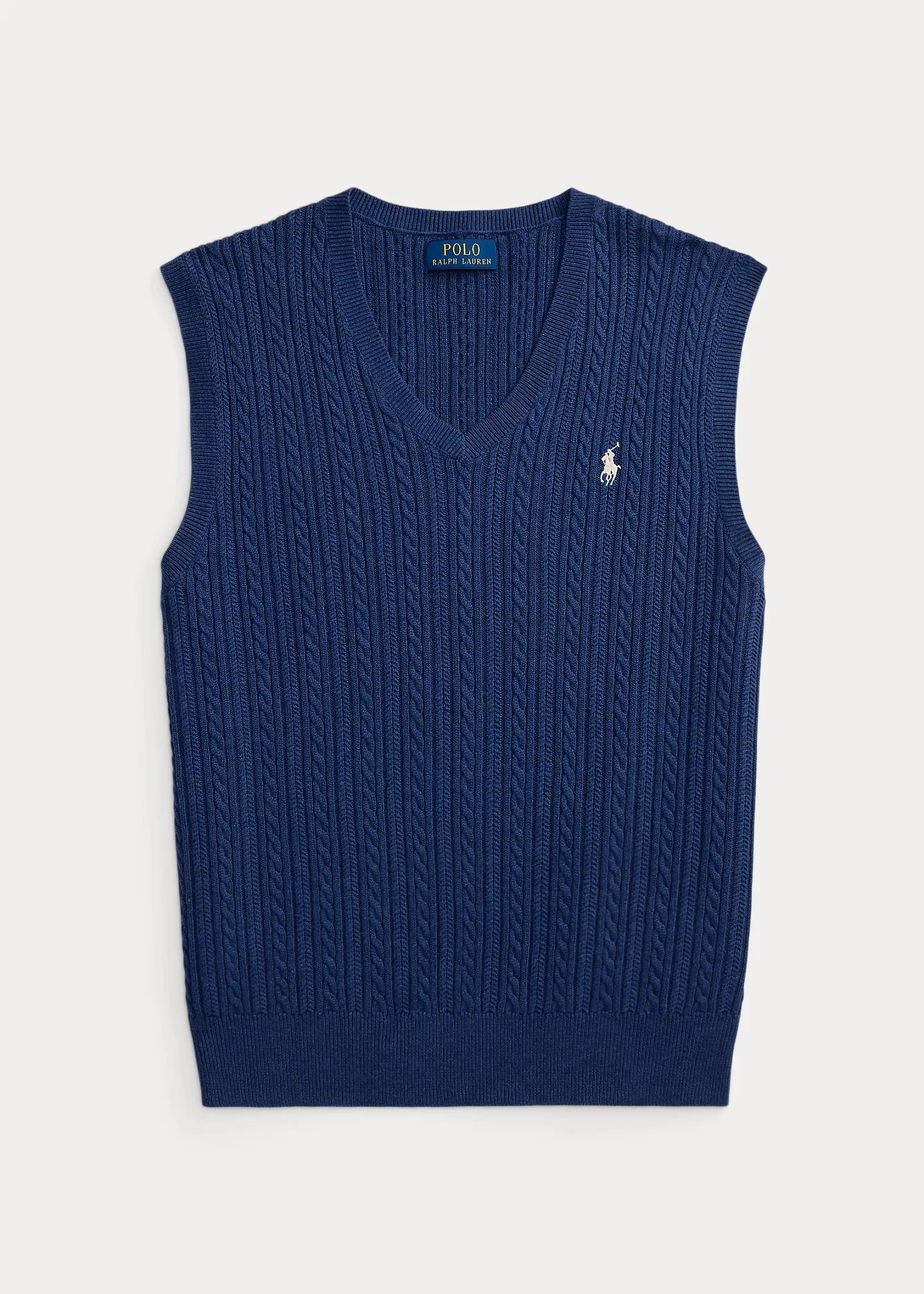 Cable-Knit Cotton Sweater Vest - 1