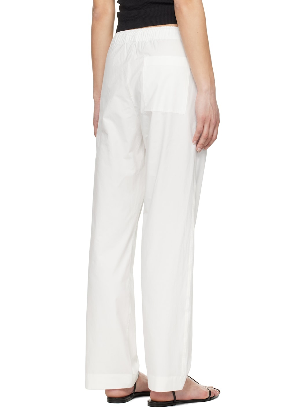 White Cotton Drawstring Trousers - 3