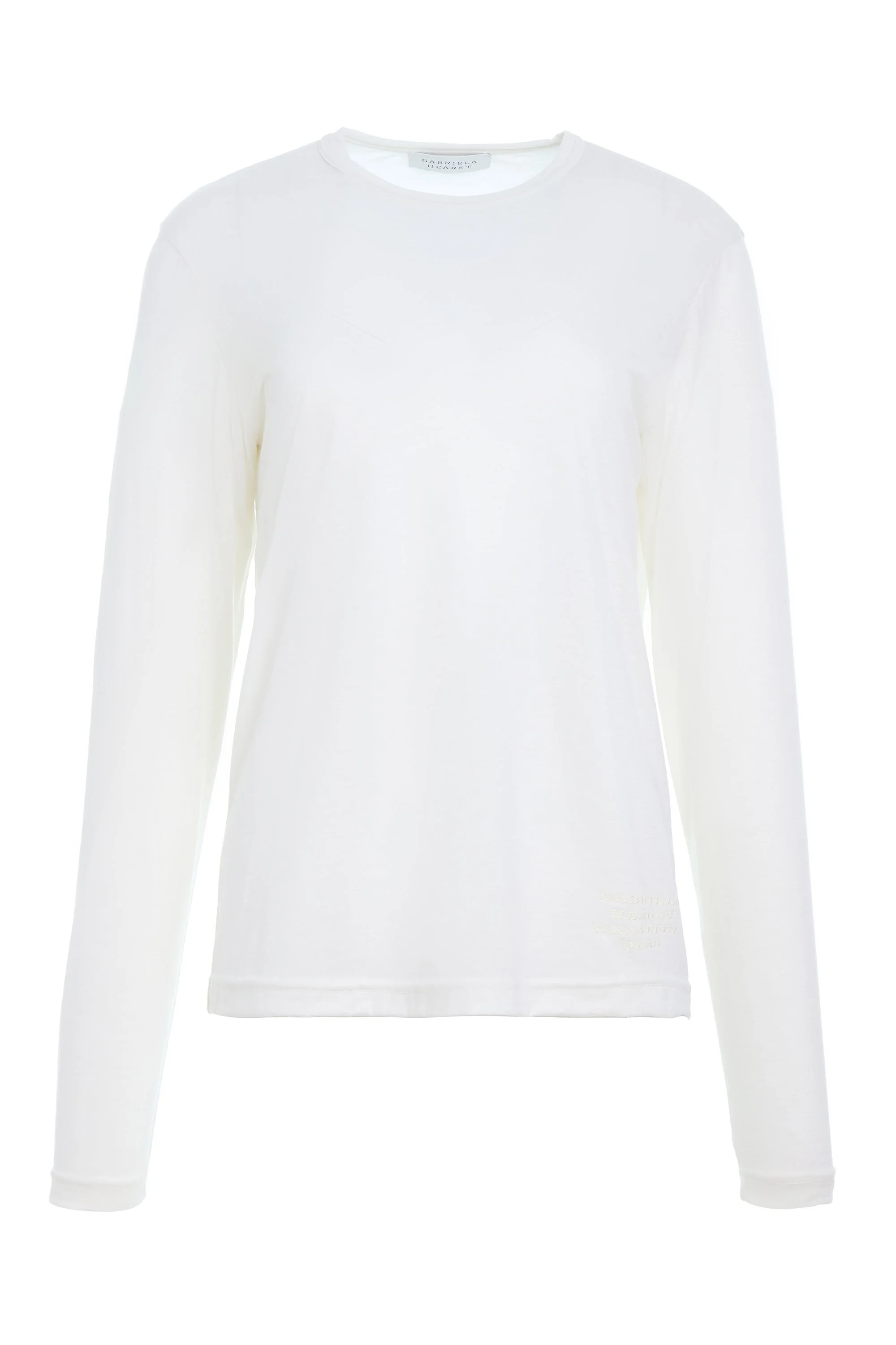 Combe Long Sleeve T-Shirt in Ivory Cashmere Jersey - 1