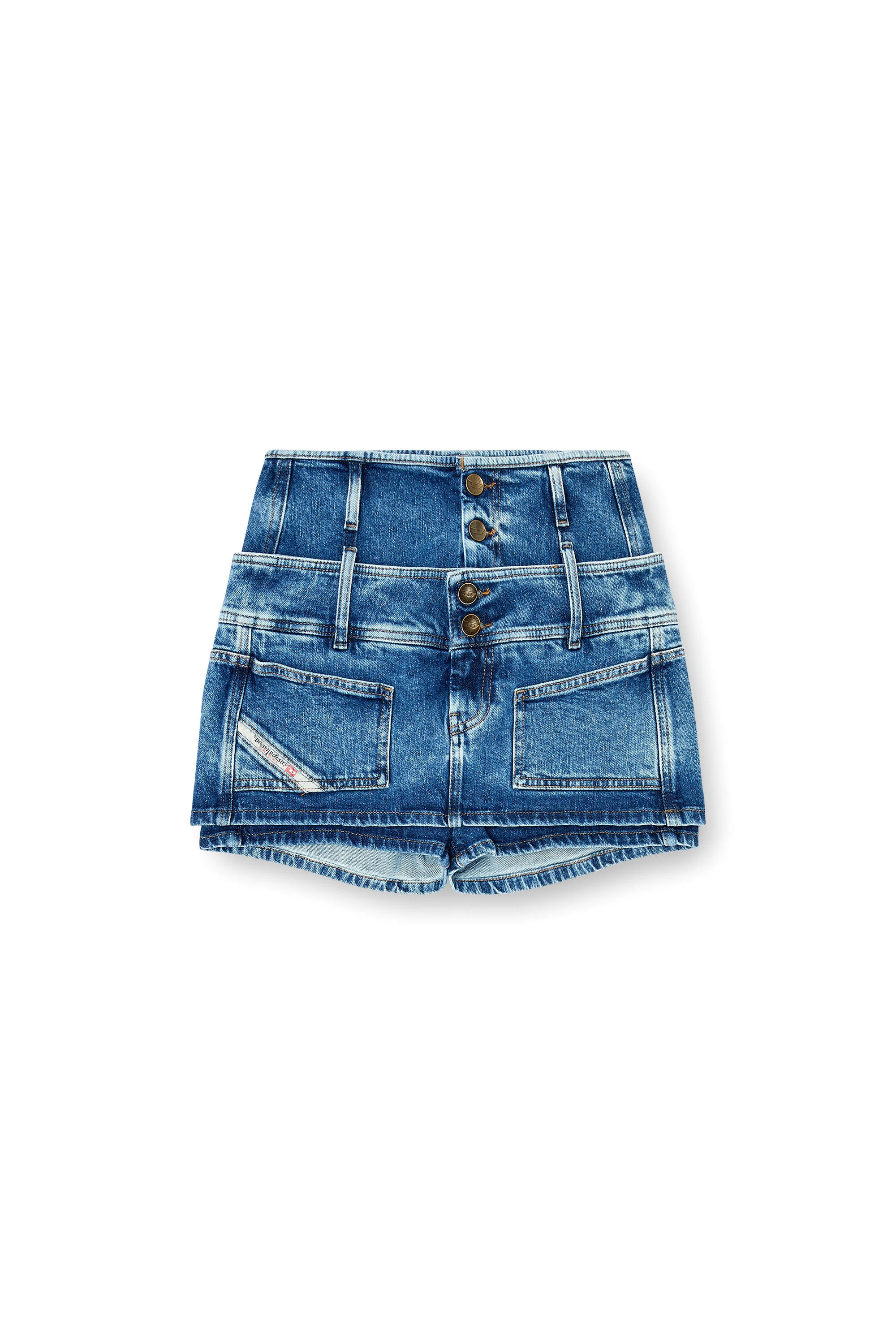 DENIM MINI SKORT WITH DOUBLE WAIST - 1