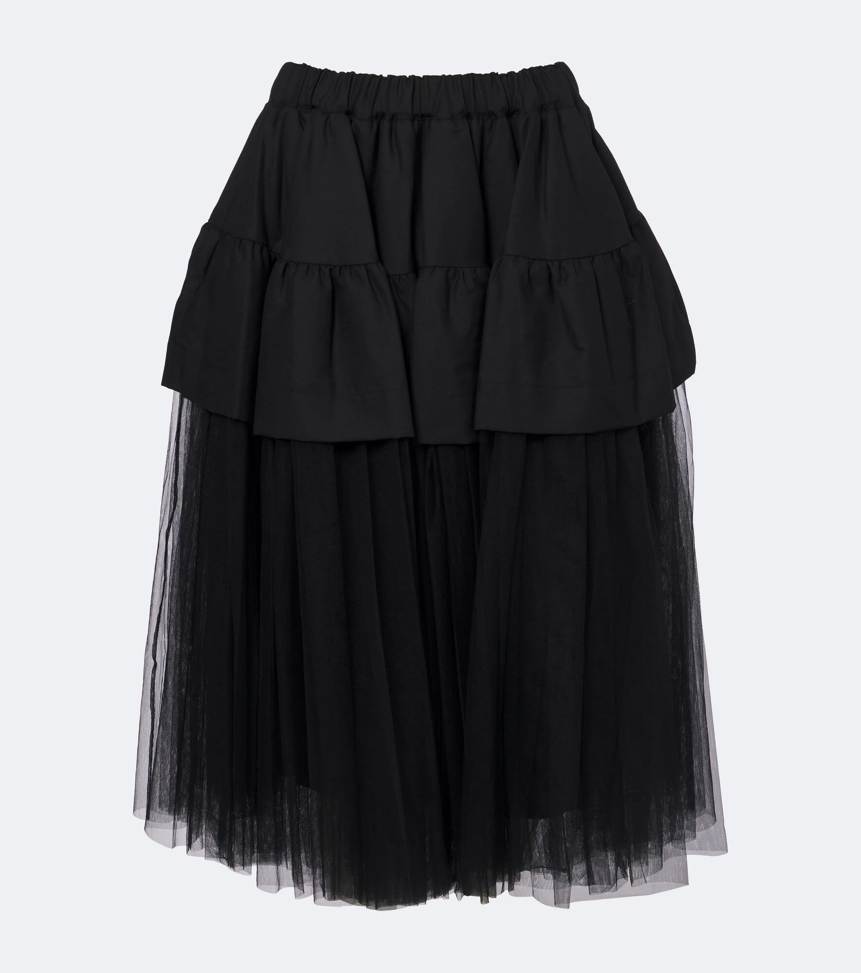 Tiered wool and tulle midi skirt - 1