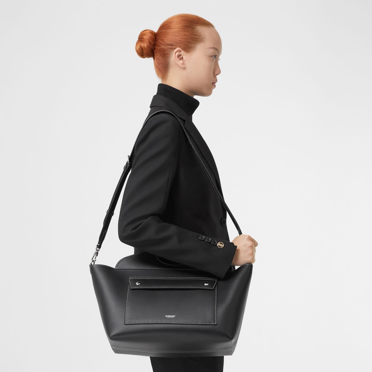 Small Leather Soft Pocket Tote - 10