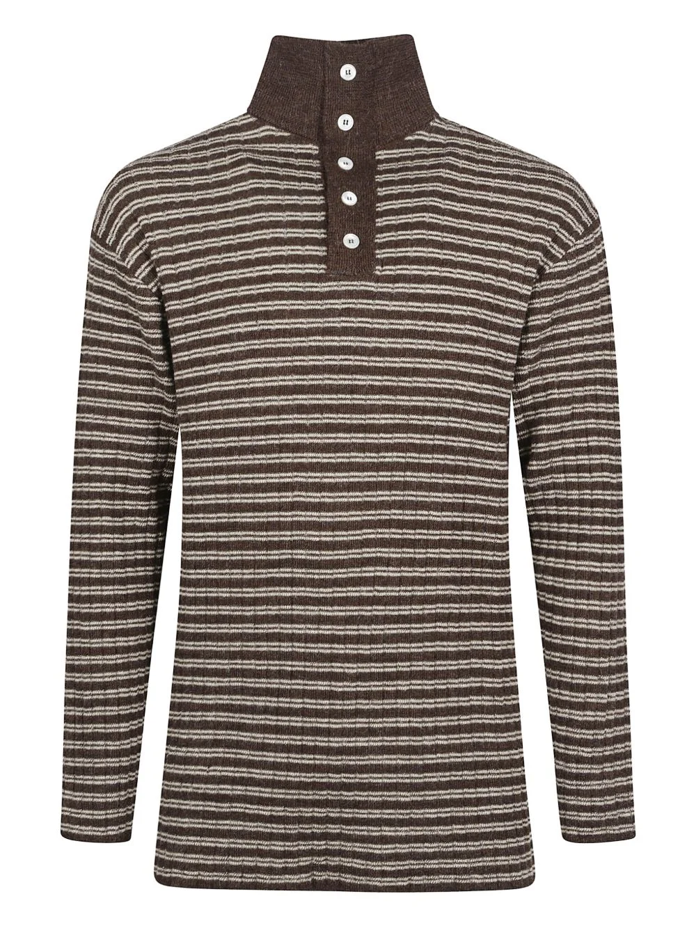 striped buttoned highneck luther sweater - 1