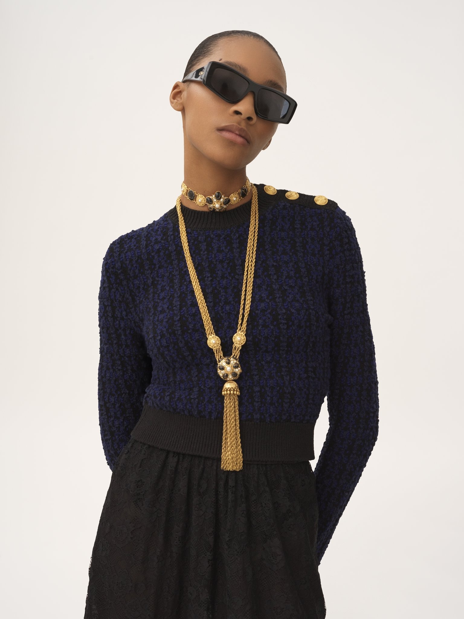 BOXY MOCK-NECK SWEATER IN A WOOL & SILK KNIT - 4