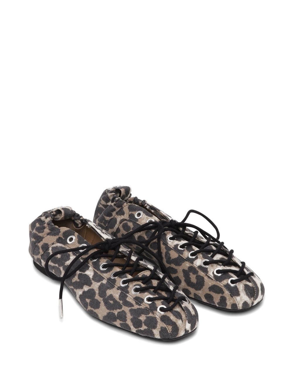 leopard-print lace-up ballet flats - 2