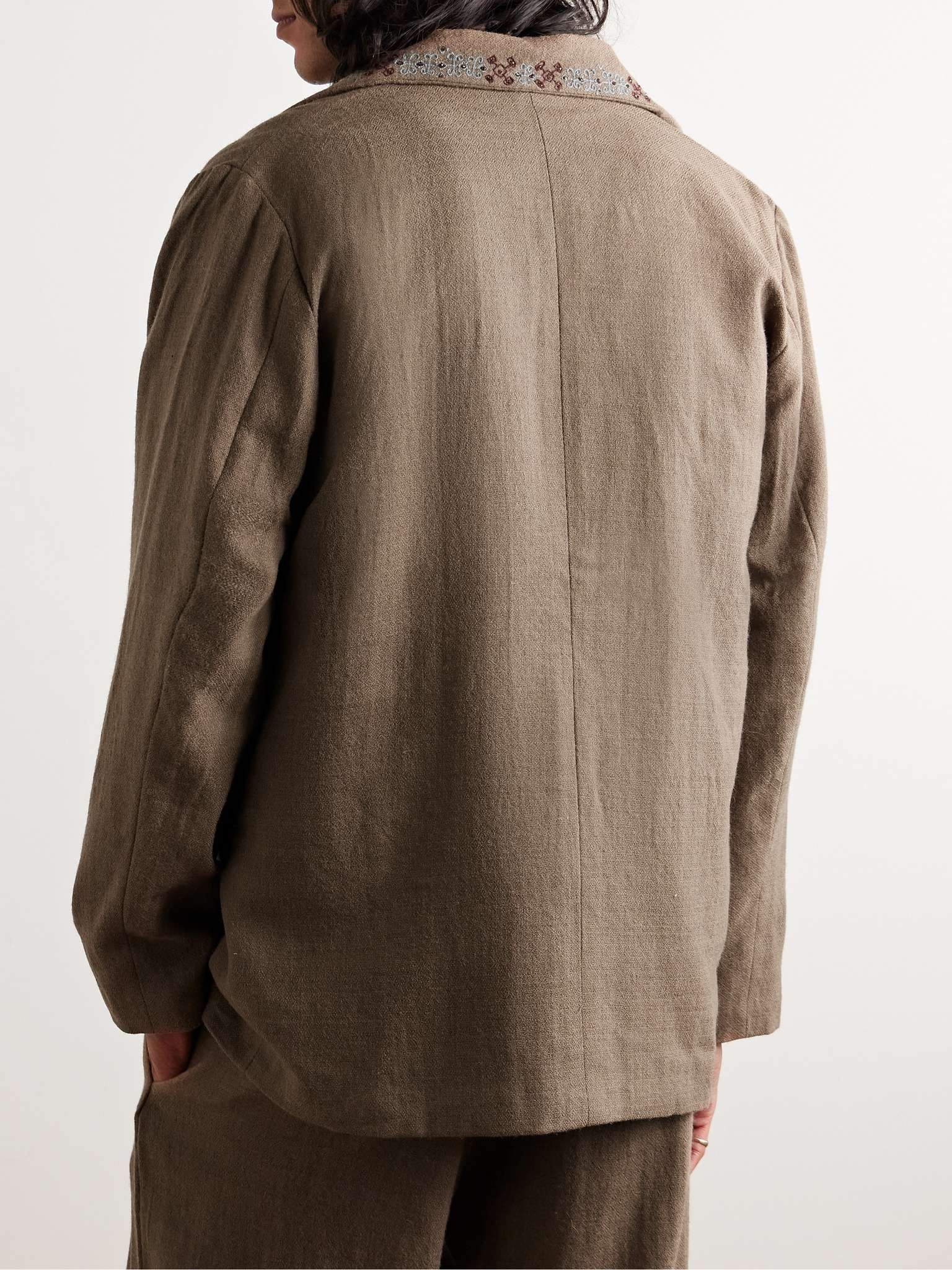 Unstructured Bead-Embroidered Embroidered Wool Suit Jacket - 4