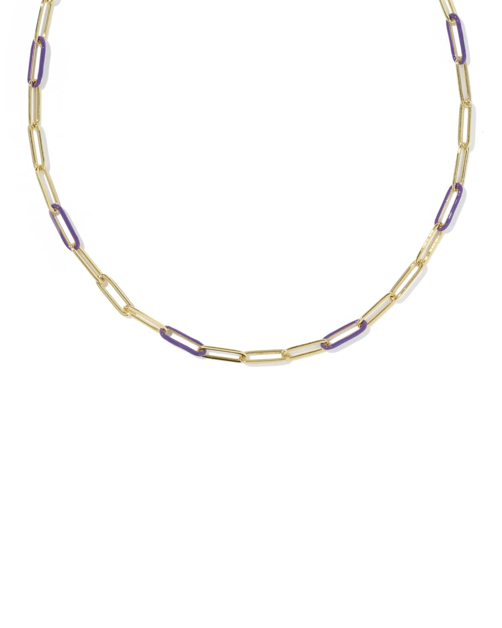 Courtney Gold Enamel Link and Chain Necklace - 1