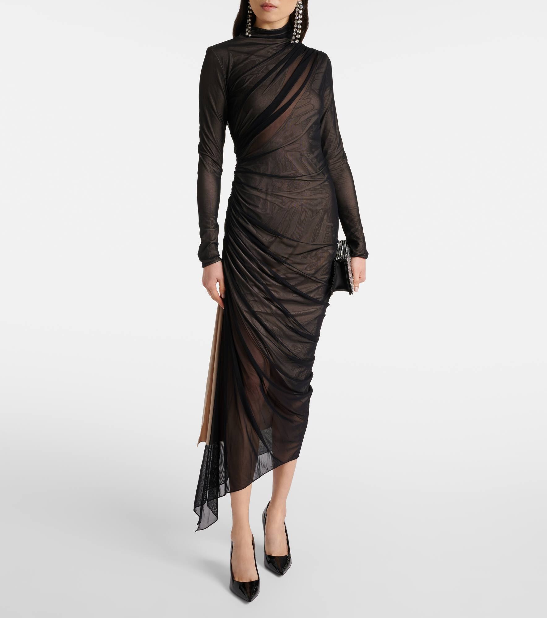 Asymmetrical mesh midi dress - 2