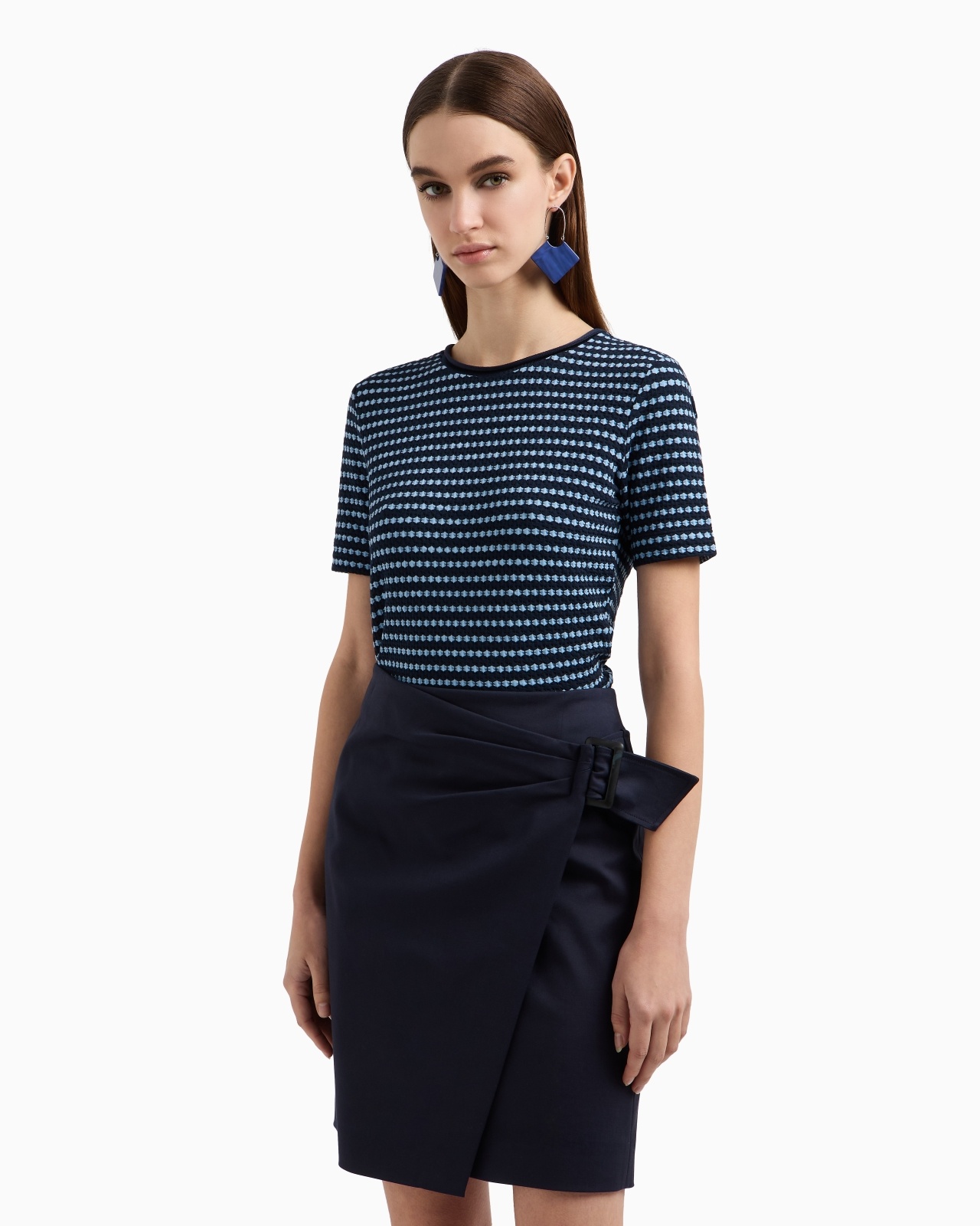 COMPACT STRETCH COTTON PANELLED SKIRT - 4