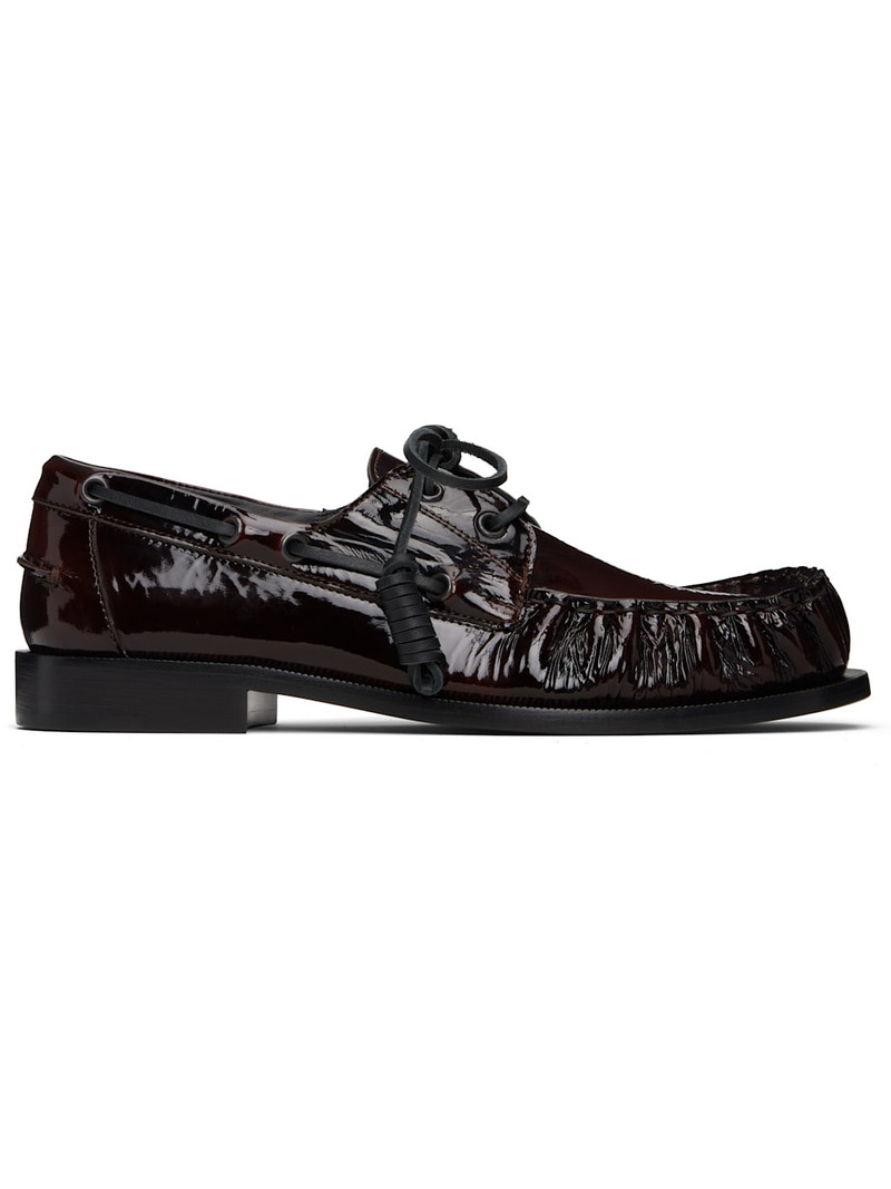 Brown Patent Leather Boat Shoes 1