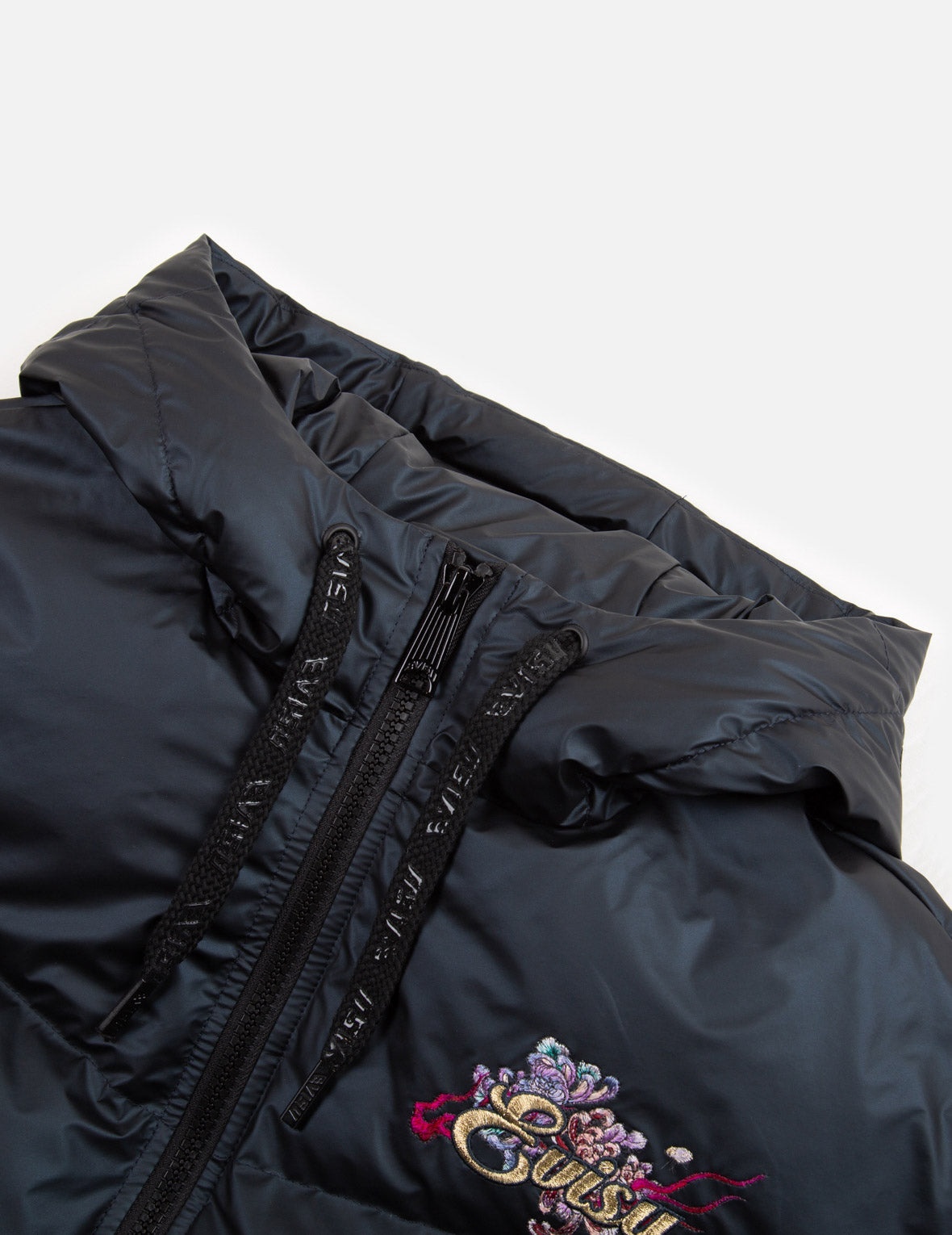 Logo and Chrysanthemum Motif Embroidered Down Jacket - 9