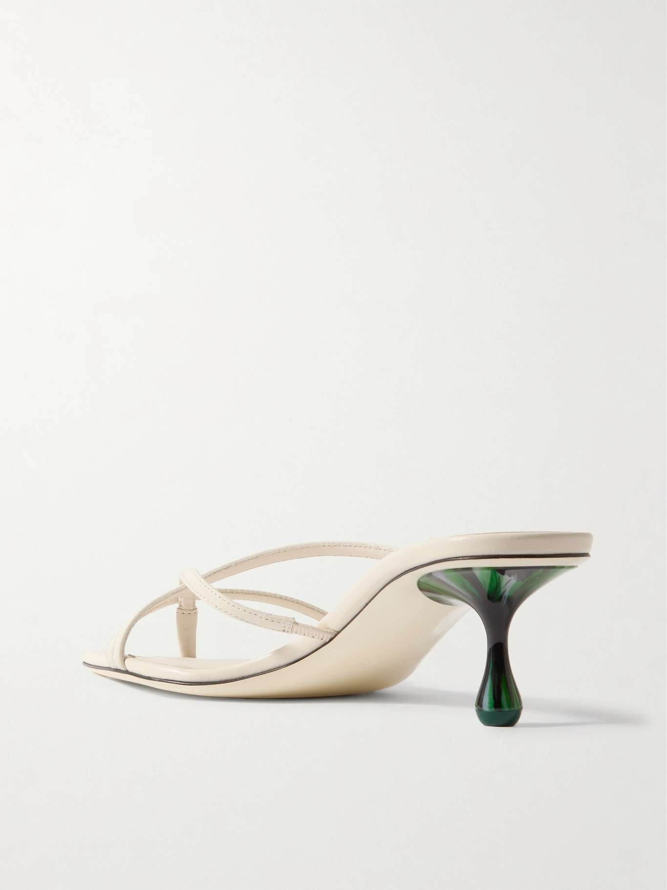 Etana 50 malachite-embellished leather mules - 3