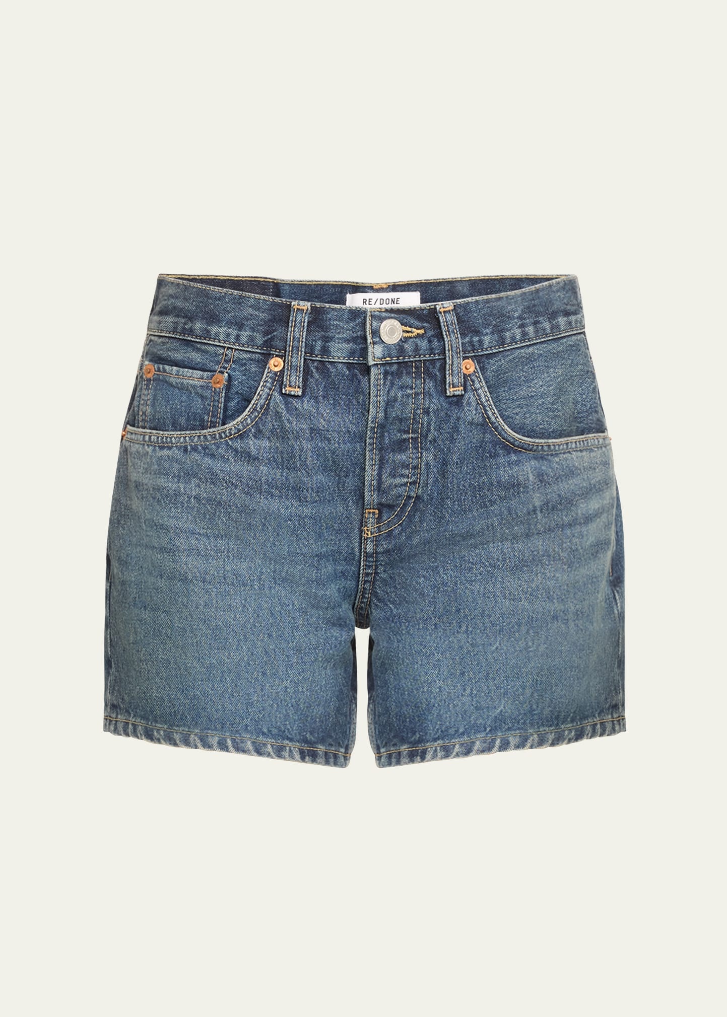 Mid-Rise Denim Boy Shorts - 1
