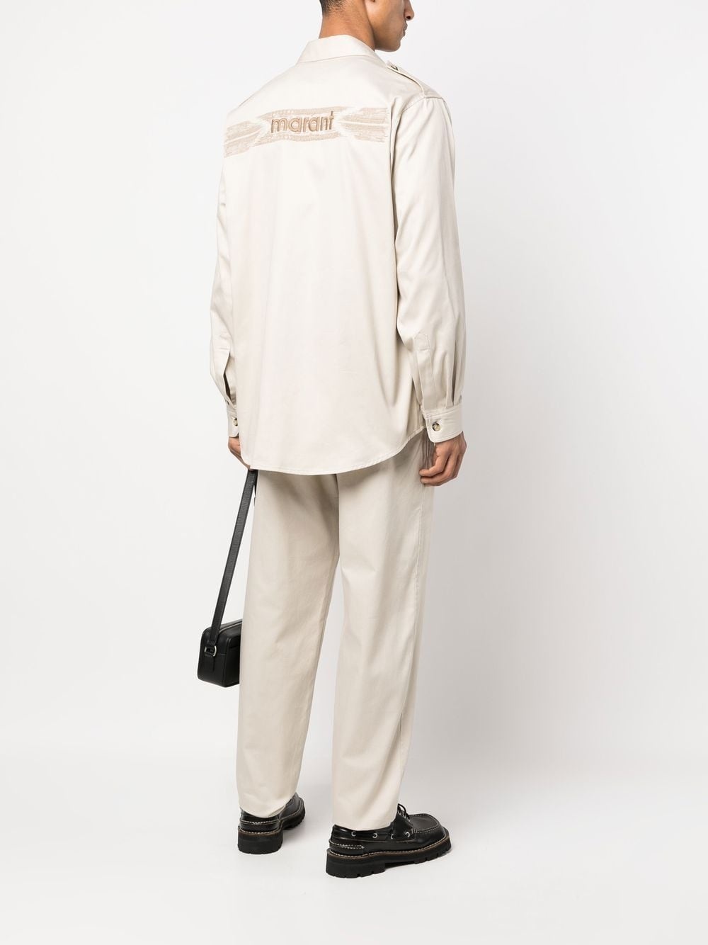 logo-embroidery cotton shirt - 2