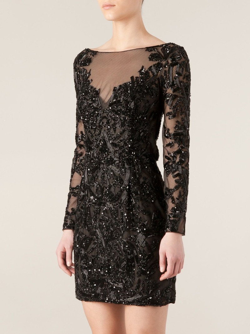 sequin embellished mesh mini dress 3