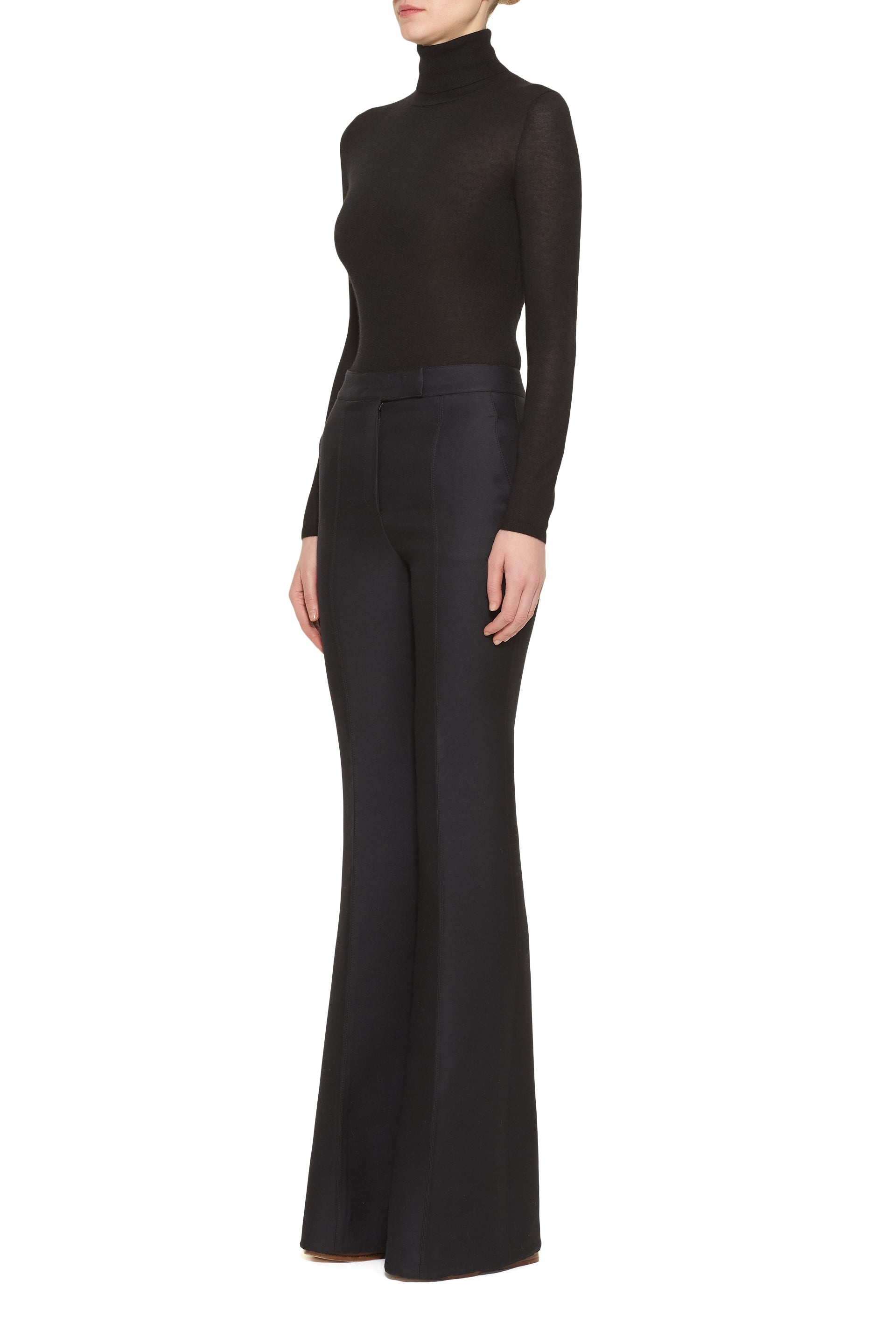 Costa Turtleneck in Black Silk Cashmere - 3