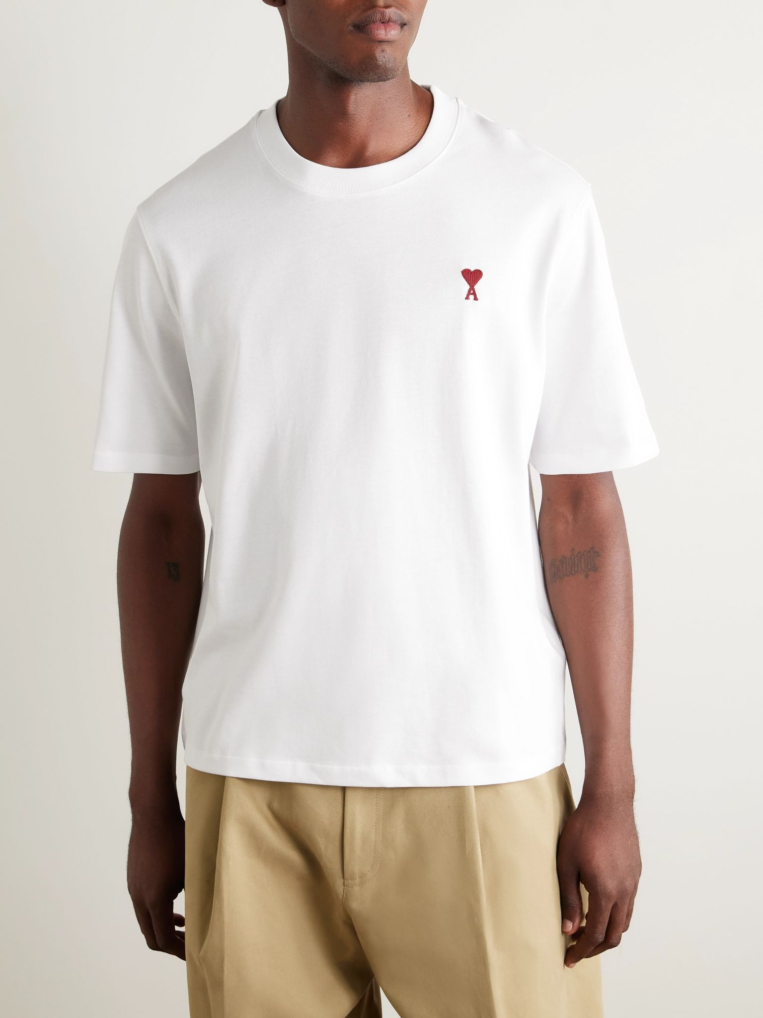 Logo-Embroidered Organic Cotton-Jersey T-Shirt White - 3
