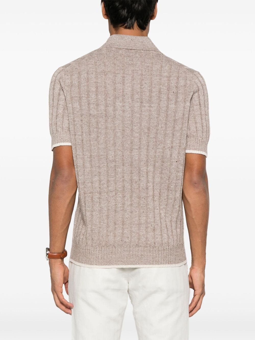 ribbed-knit polo shirt - 3