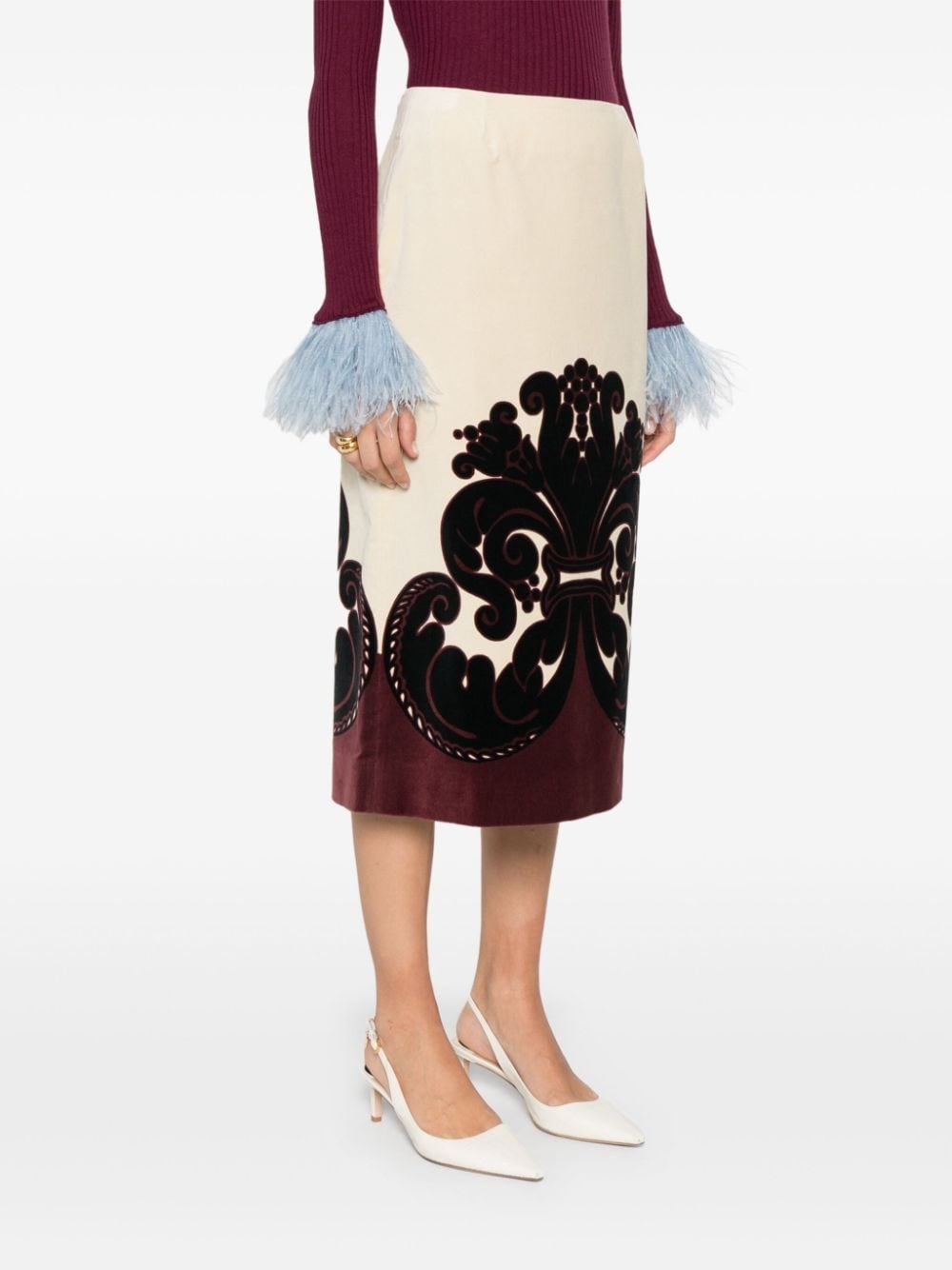 velvet pencil skirt - 3