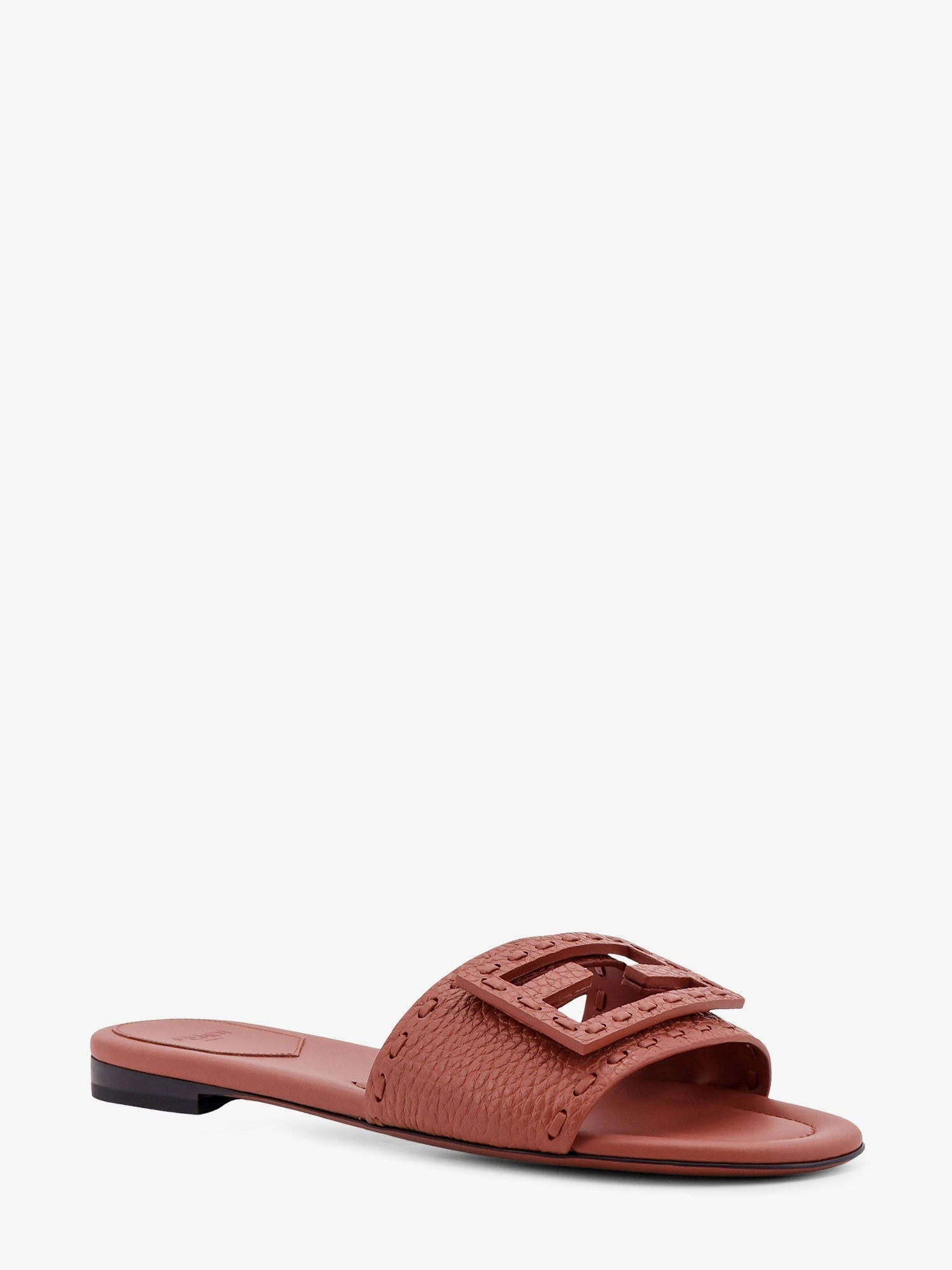 Fendi Women Baguette Leather Slides With Macro Selleria Topstitches - 2
