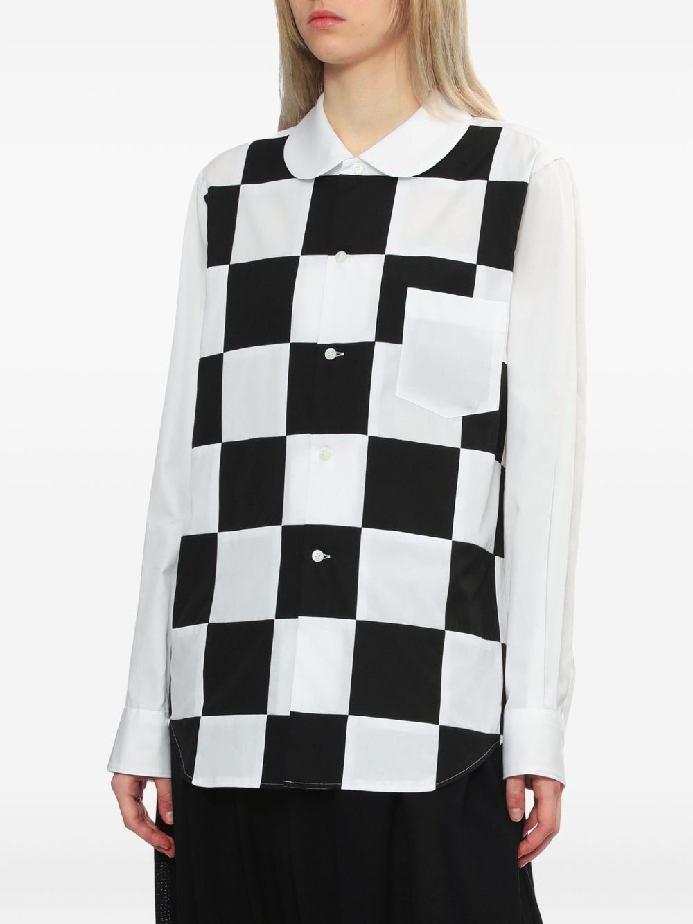 Checker Board Peter Pan-collar shirt - 3