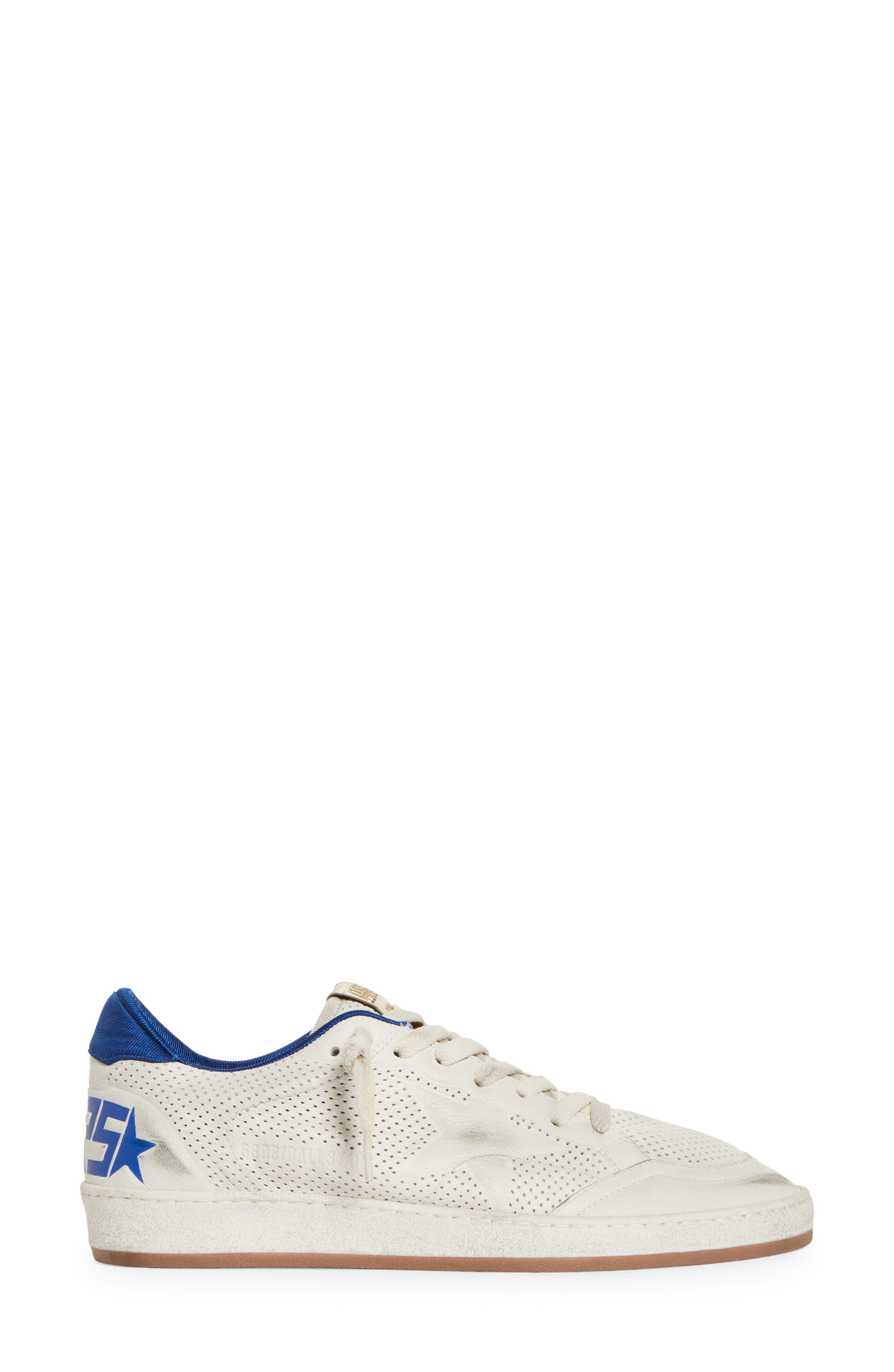 Golden Goose Ball Star Perforated Low Top Sneaker in White/Bluette at Nordstrom - 3