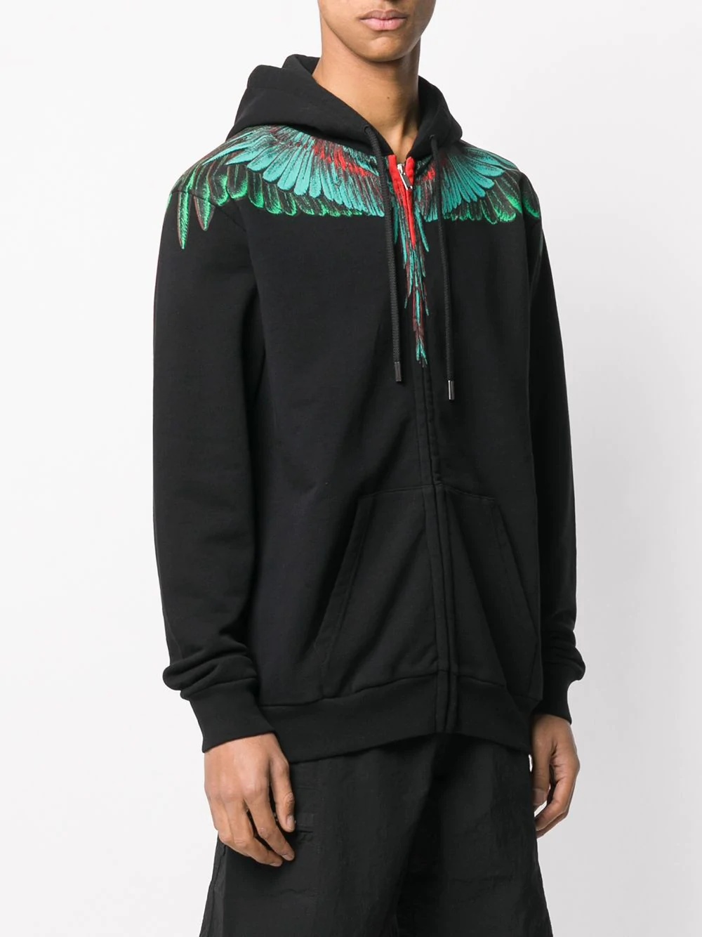 wings print zipped hoodie - 3