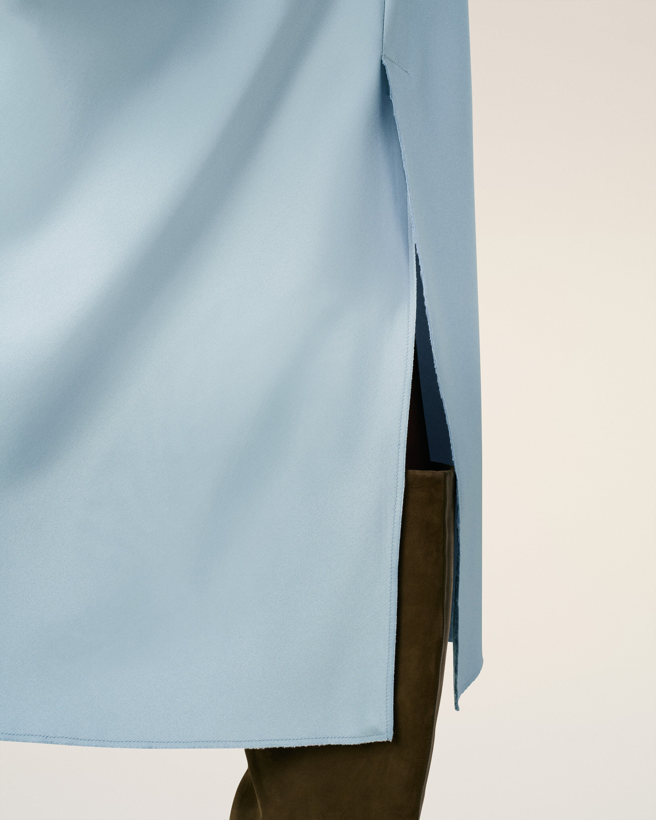 BLUE RAW EDGES DETAILS MIDI SKIRT - 5