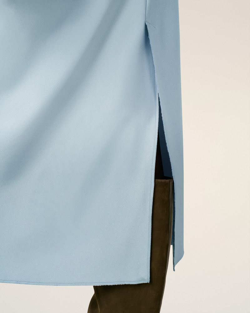 BLUE RAW EDGES DETAILS MIDI SKIRT 5