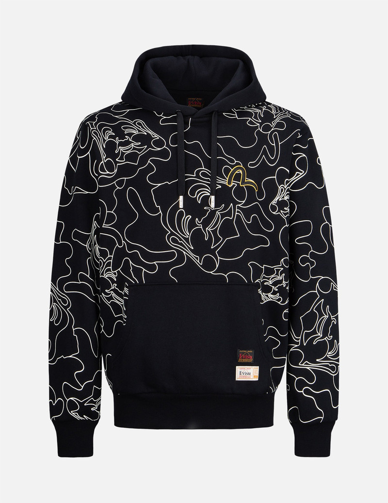 ALLOVER LINEAR CAMOUFLAGE PRINT HOODED SWEATSHIRT 1