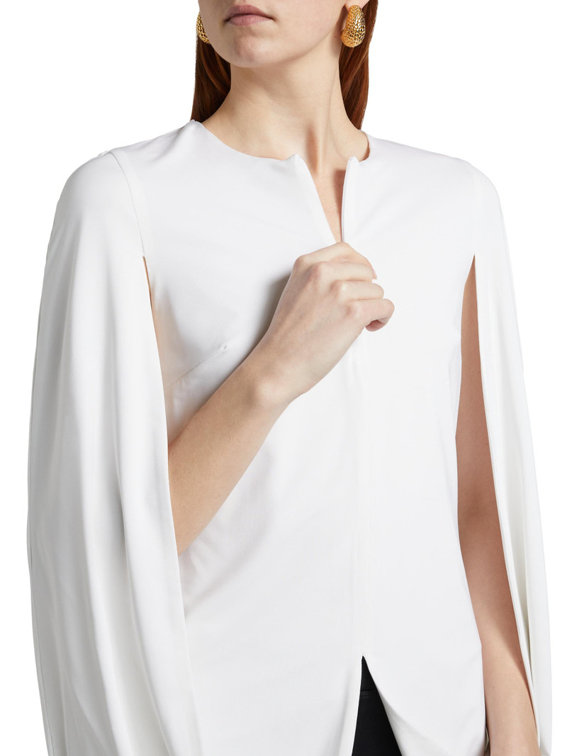Women's Draped Round-Neck Cape Top - White 6
