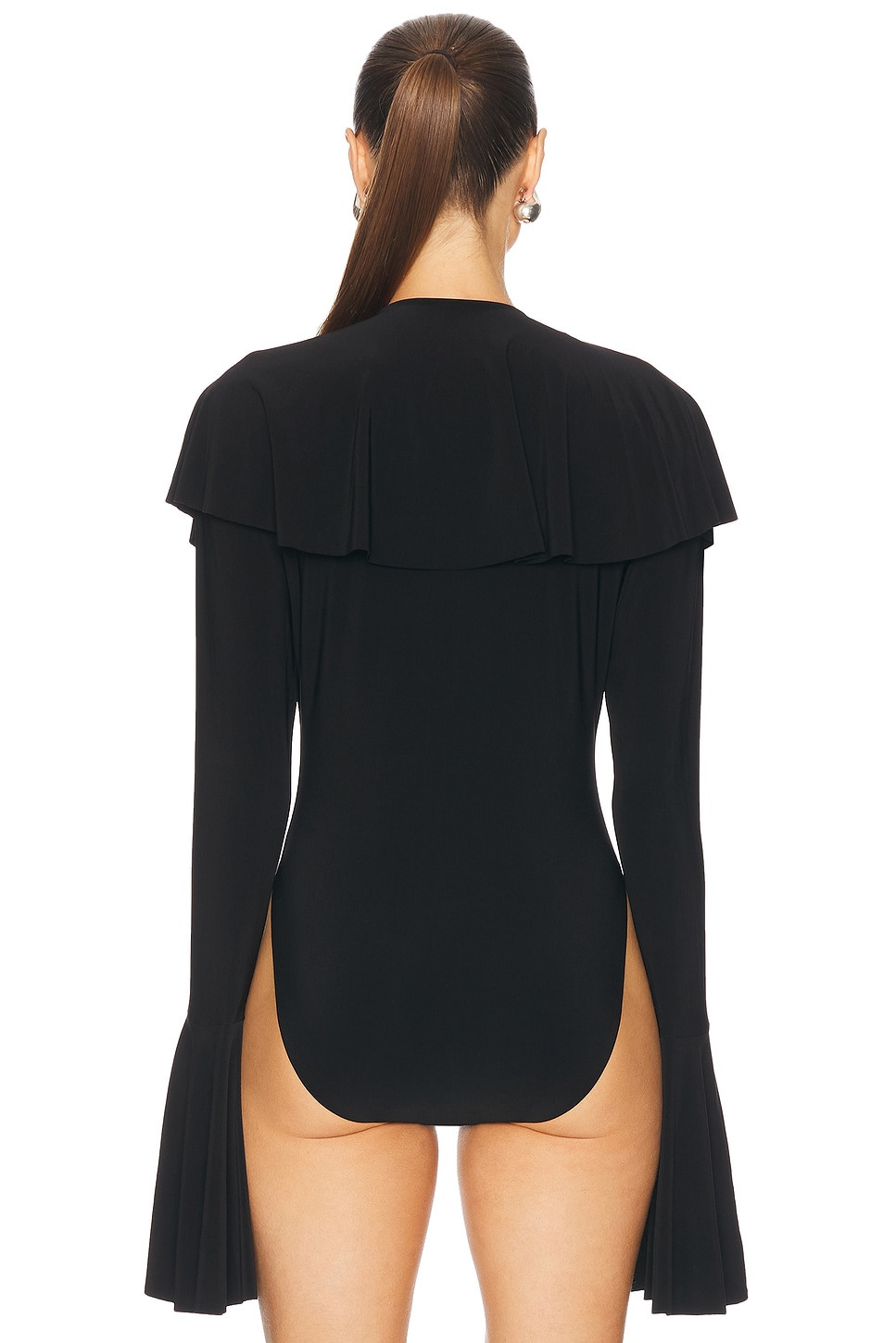Long Sleeve Deep V Ruffle Bodysuit - 4