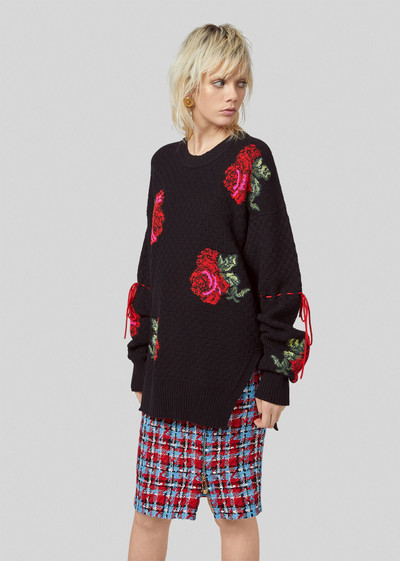 VERSACE Rose Accent Wool Sweater outlook