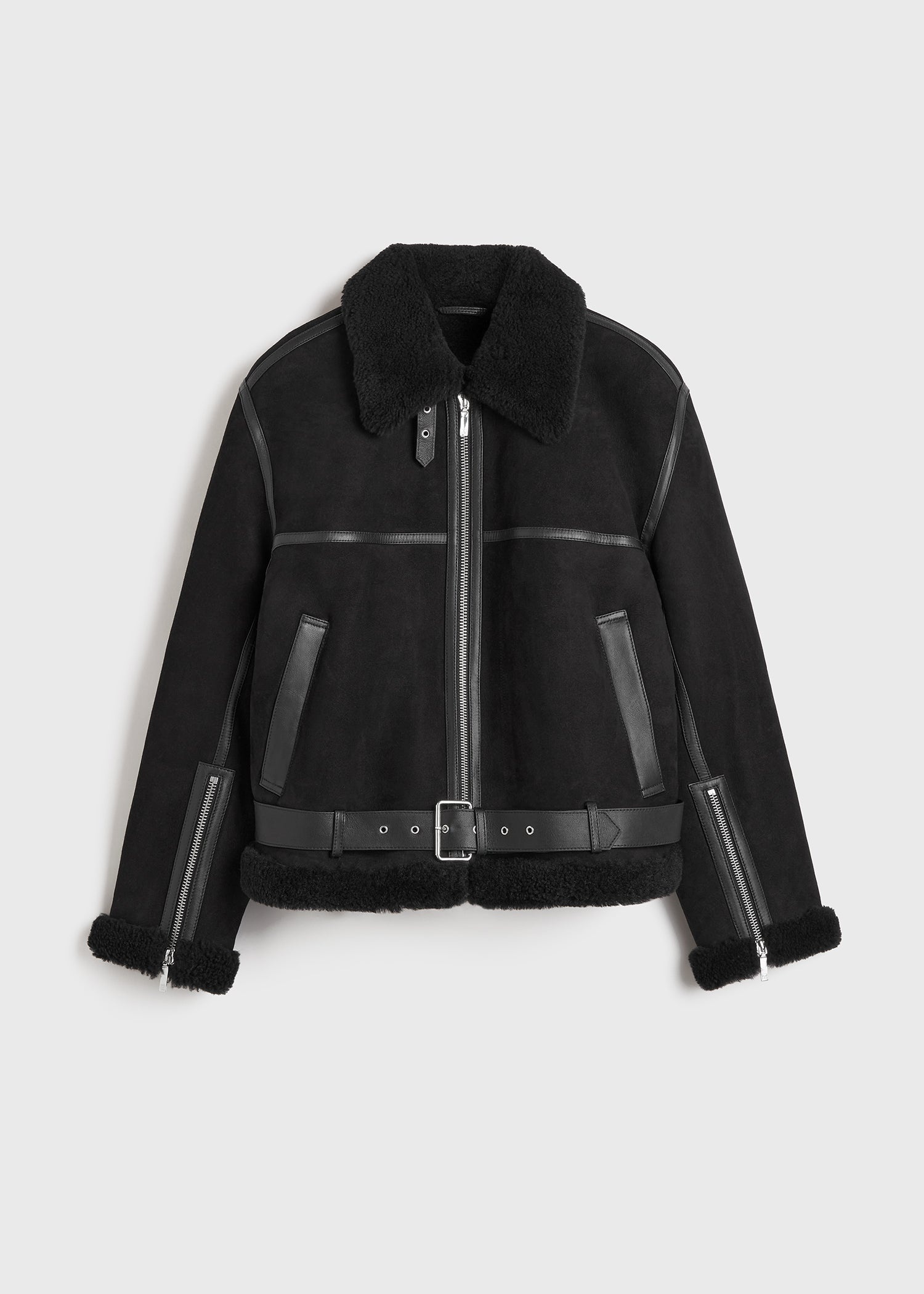 Shearling aviator jacket black - 1