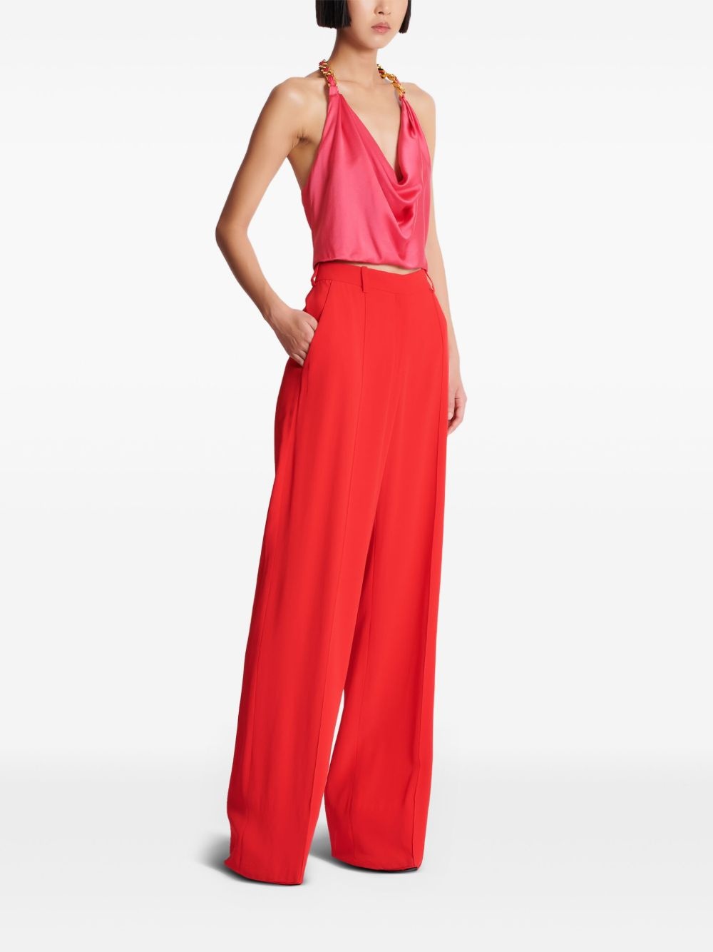 chain-strap silk-crepe top - 3