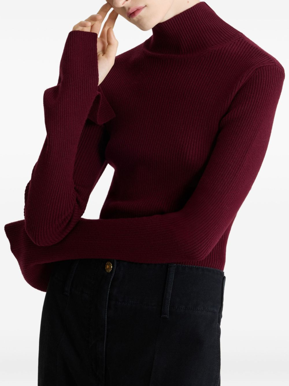 ribbed high-neck jumper - 4