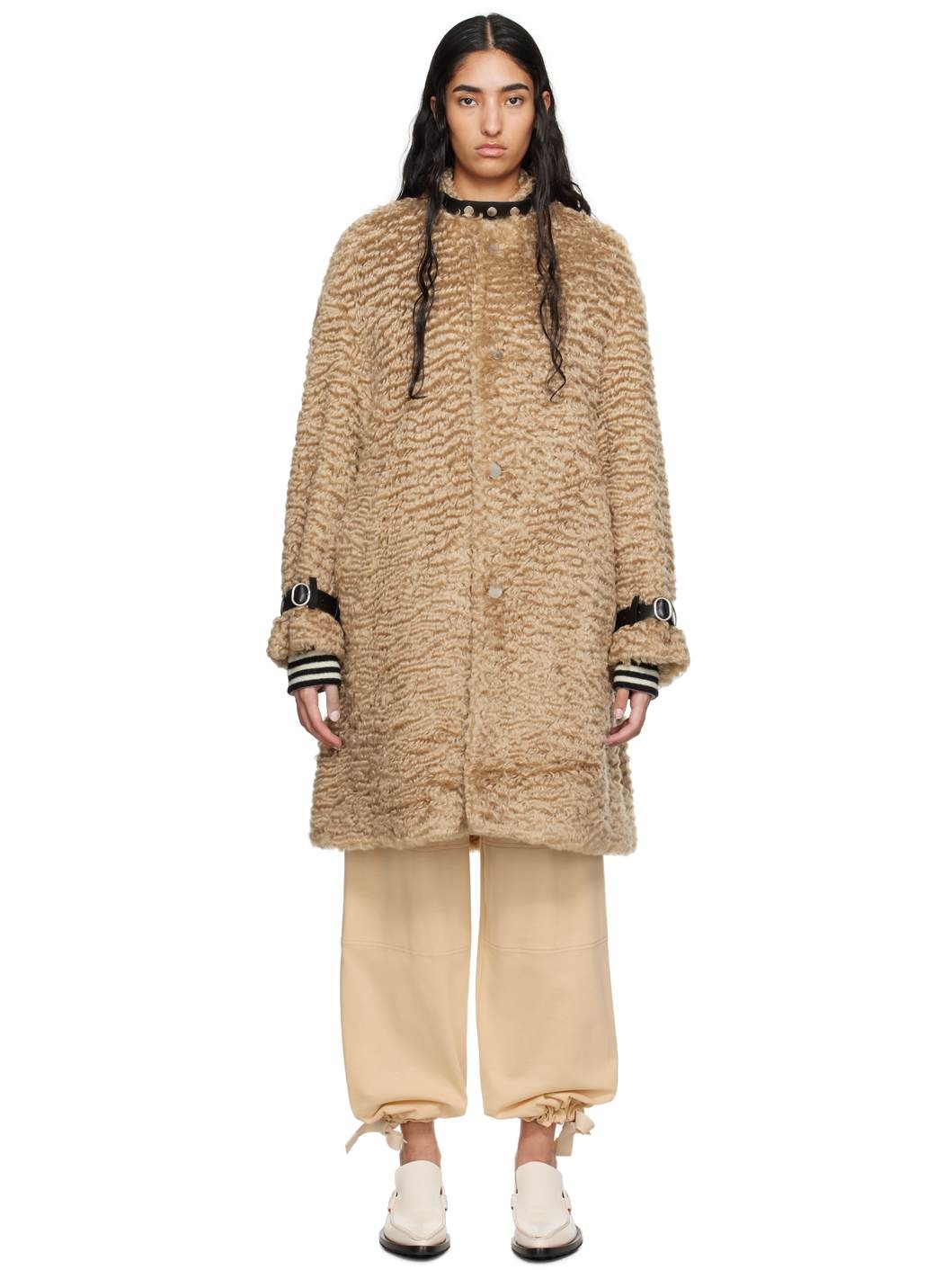 Brown Band Collar Coat - 1