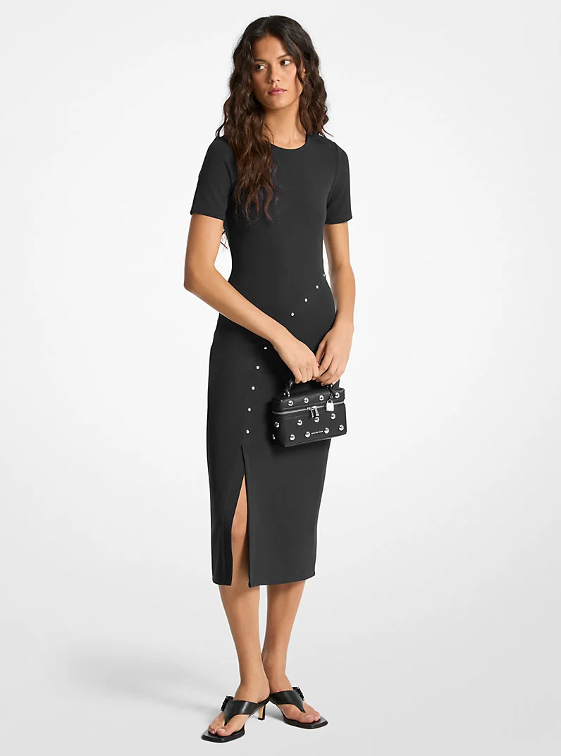 Studded Scuba Midi Dress - 1