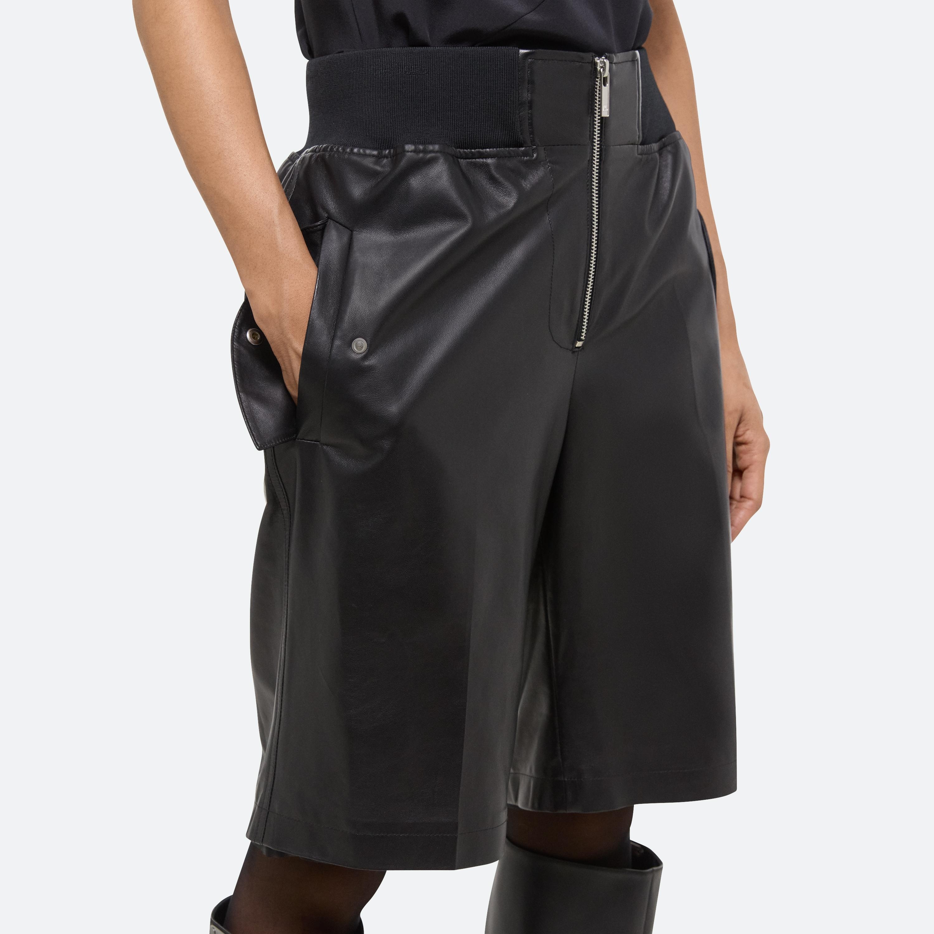 LEATHER BOMBER SHORTS - 6