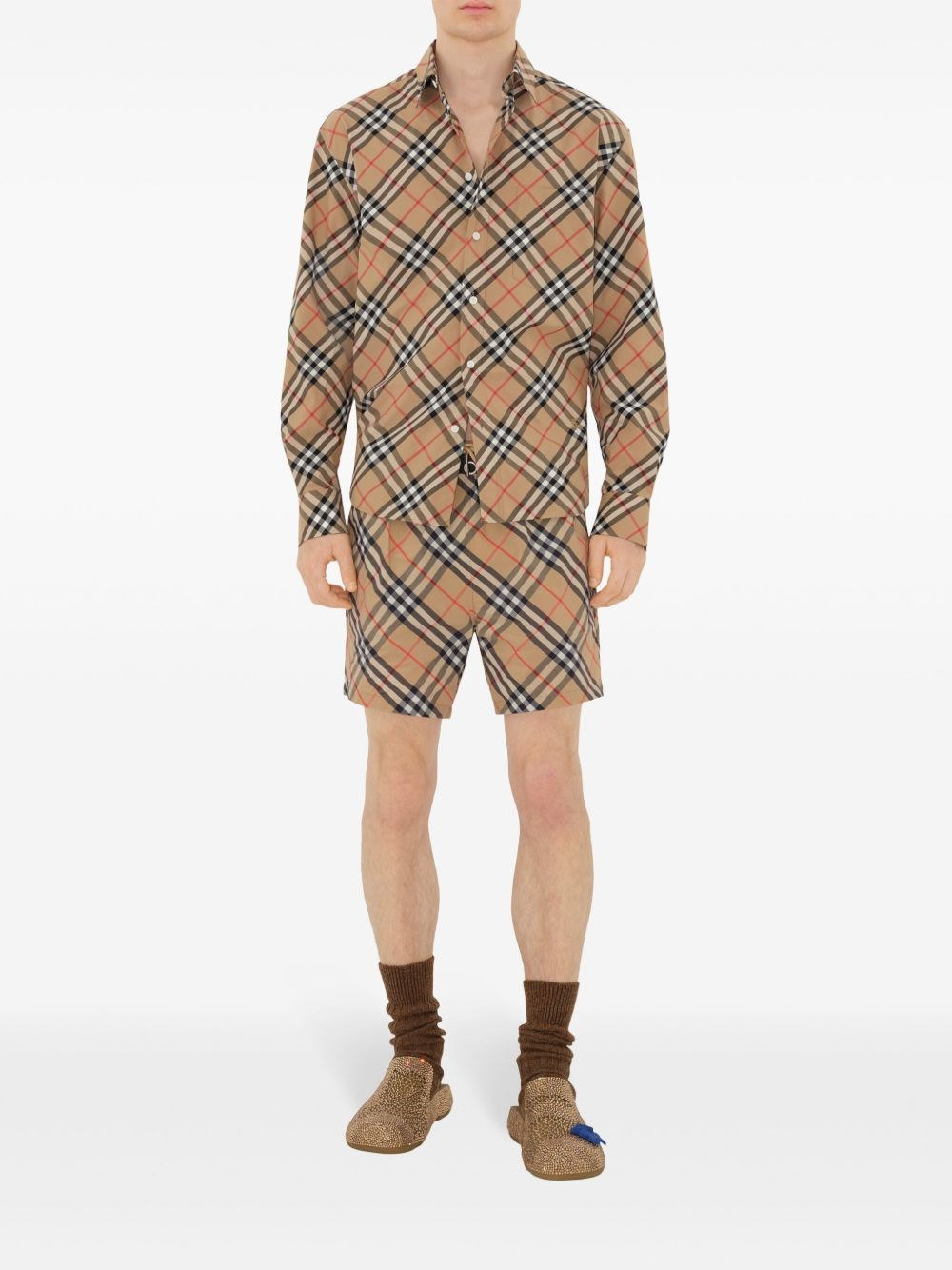 Checked Print Bermuda Shorts - 7
