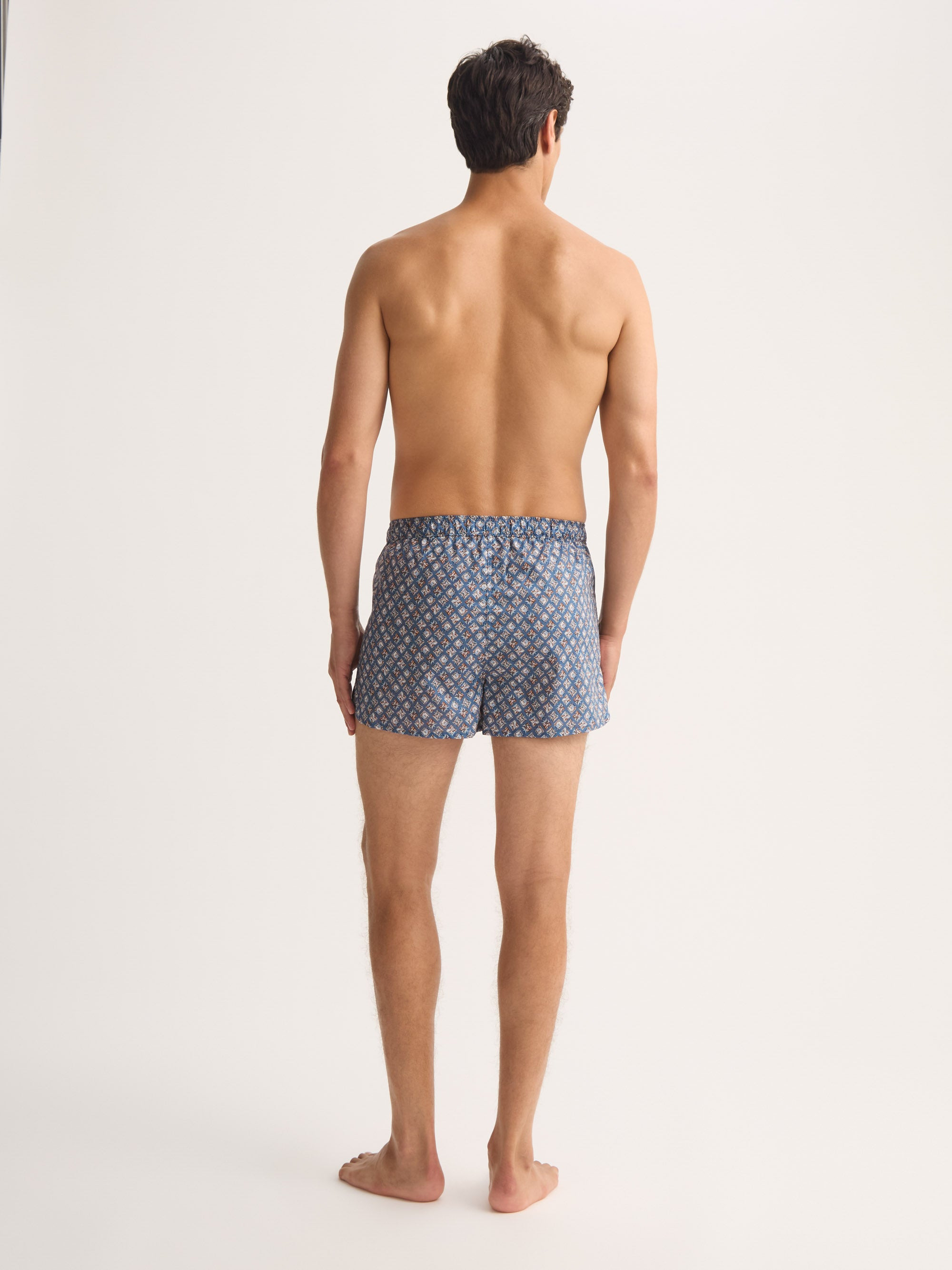 Men's Modern Fit Boxers Cotton Batiste Blue Multicolor Diamond Print - 3
