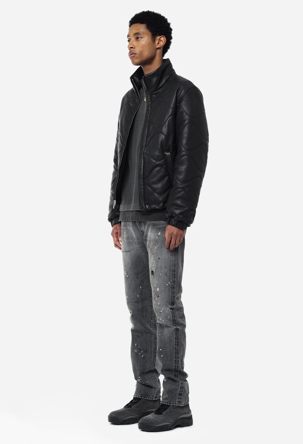 QUILTED LEATHER PUFFER JACKET - 4