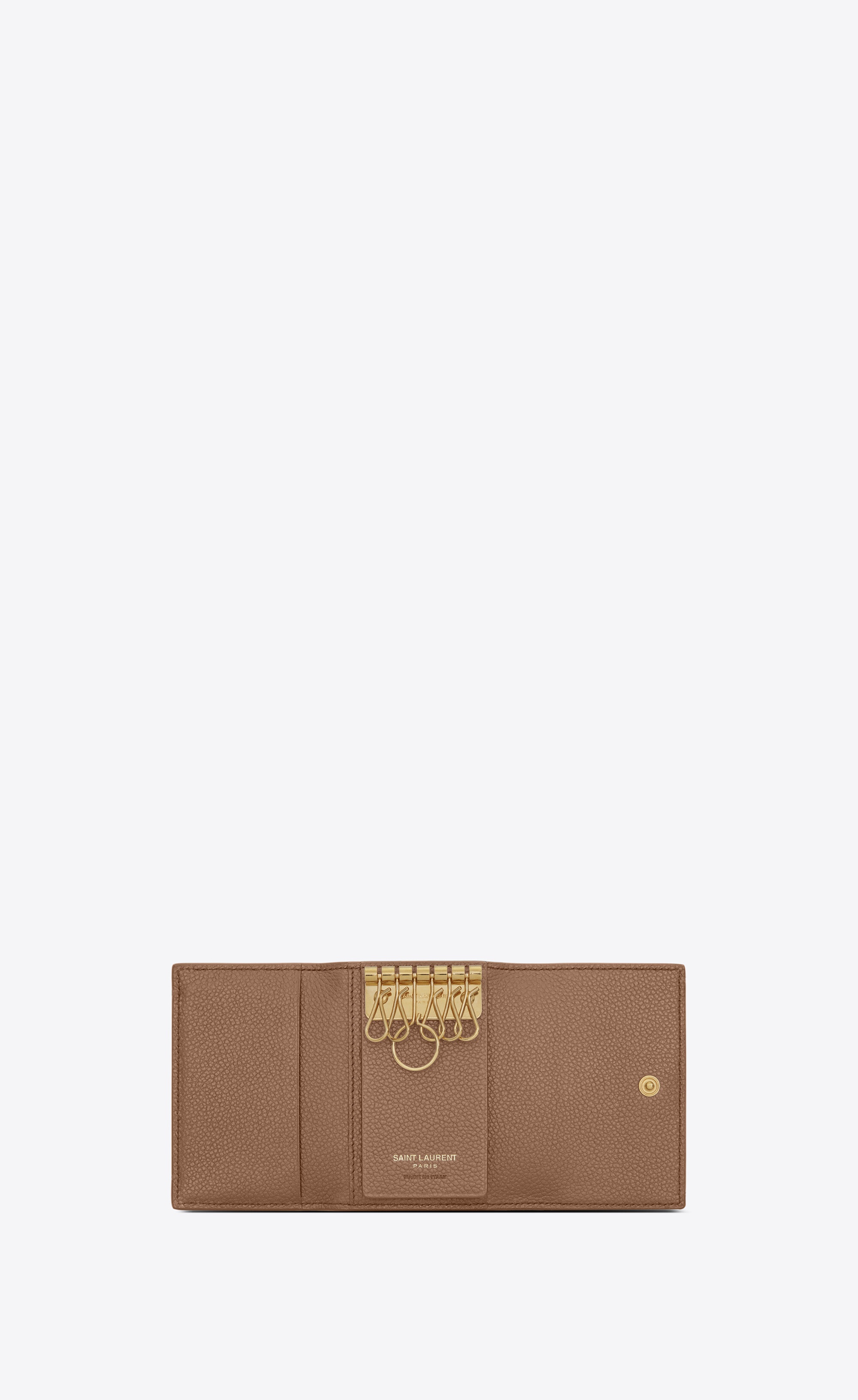 ysl line key case in grained leather - 4