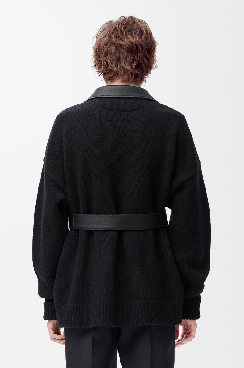 Hybrid cardigan in nappa lambskin and wool 4